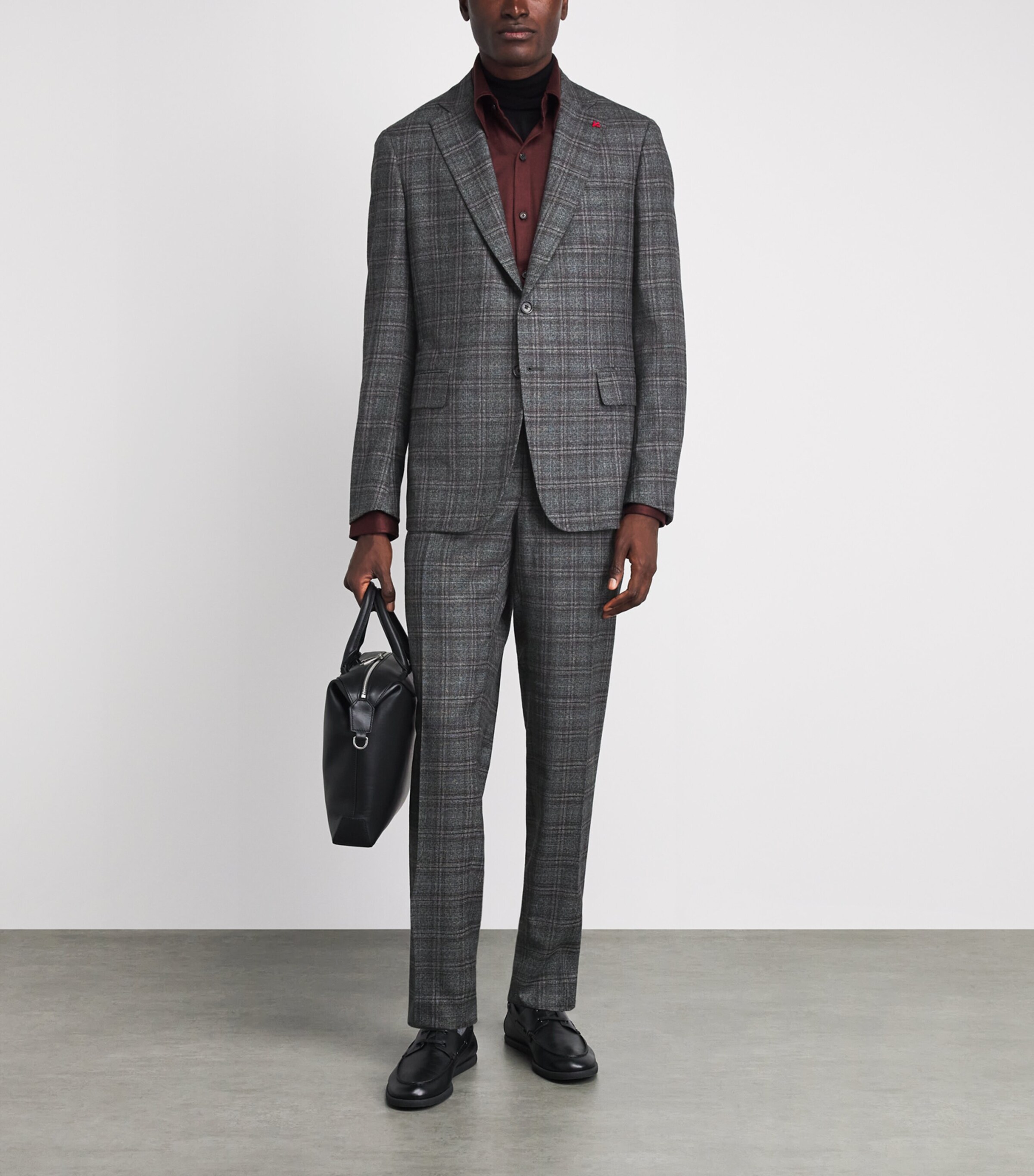 Isaia Mens Wool Check Capri 2-Piece Suit Image 2