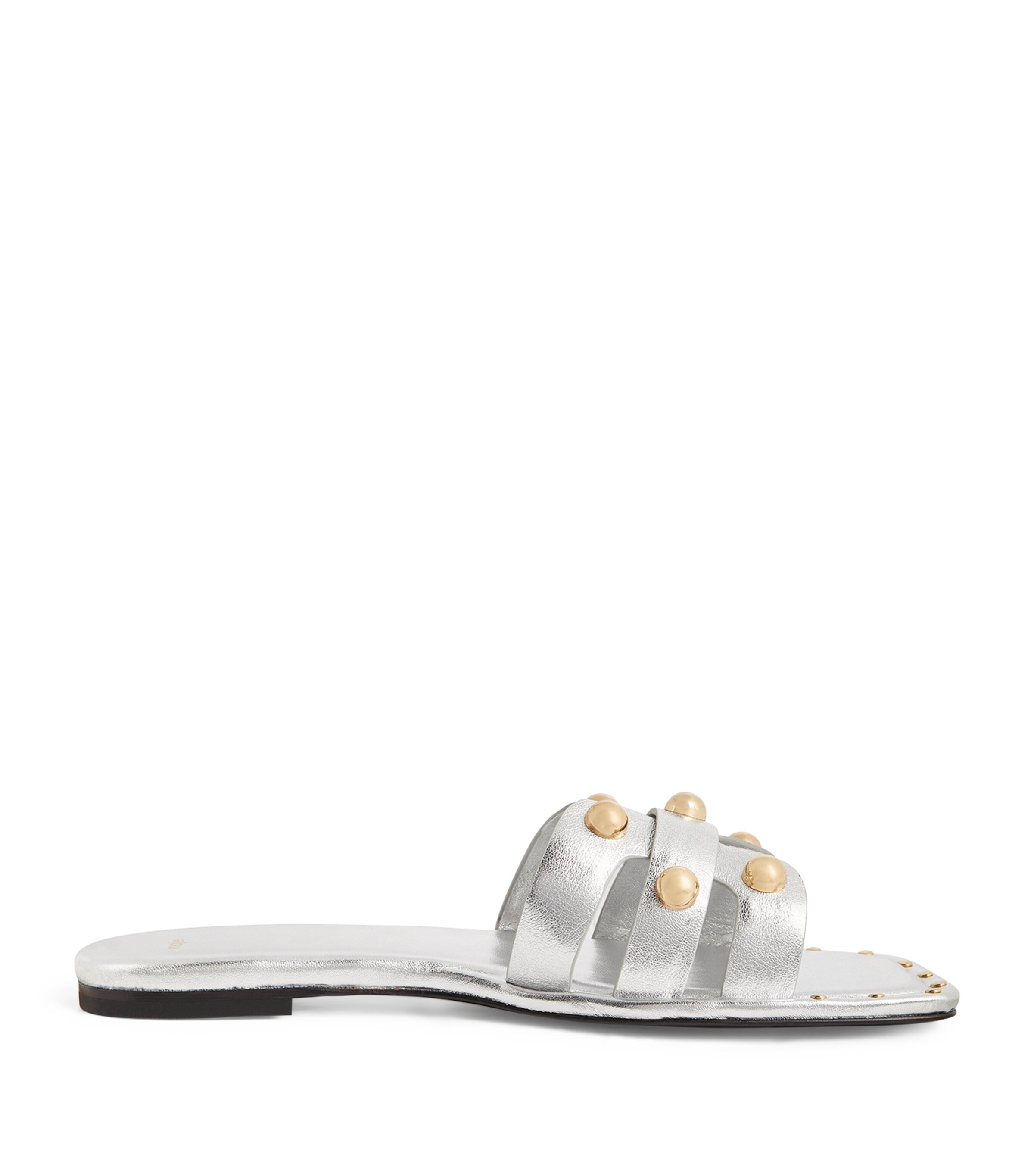 MAJE METALLIC LEATHER STUDDED SANDALS