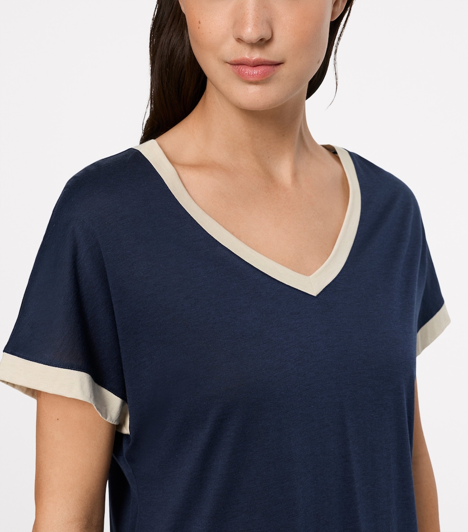 Hanro Womens Cotton-Modal Laura Nightdress Deep Navy Image 6