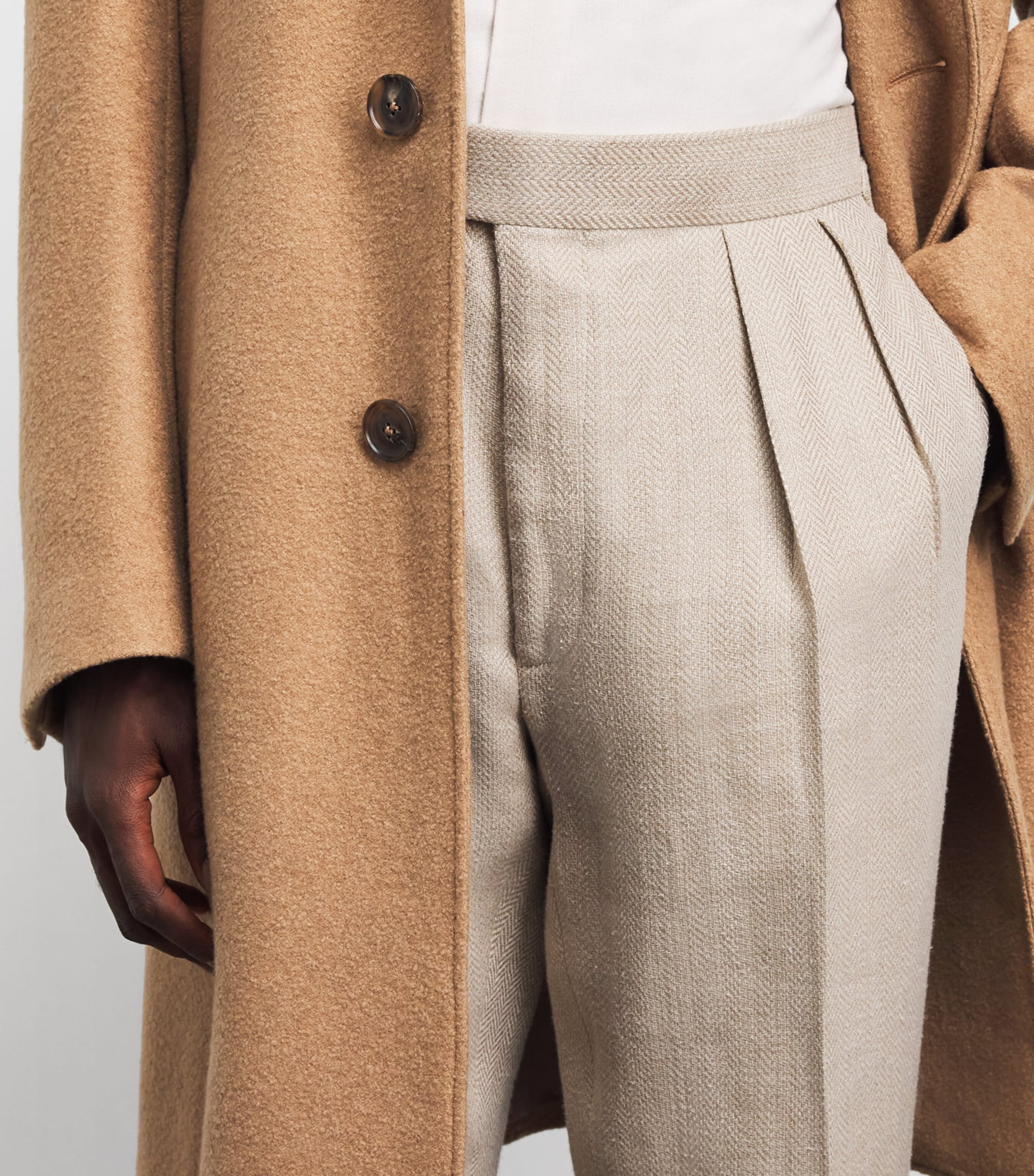 Ralph Lauren Purple Label Beige Linen-Silk-Cotton Gregory Trousers