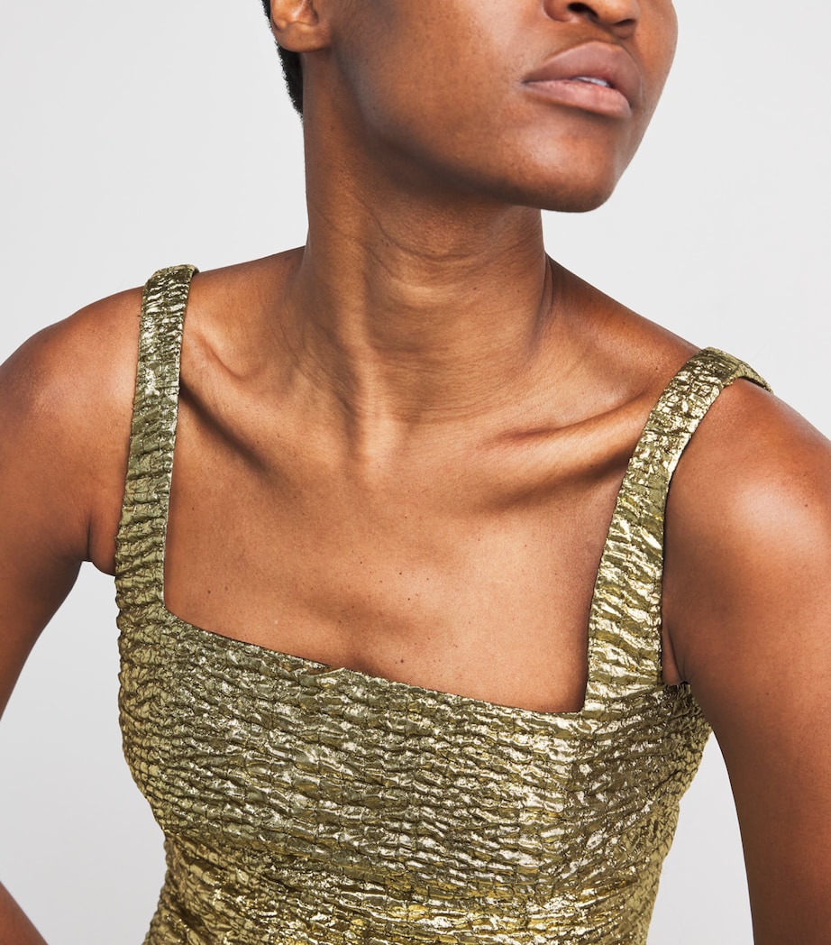 Metallic Seersucker Micheline Gown GOLD Image 4