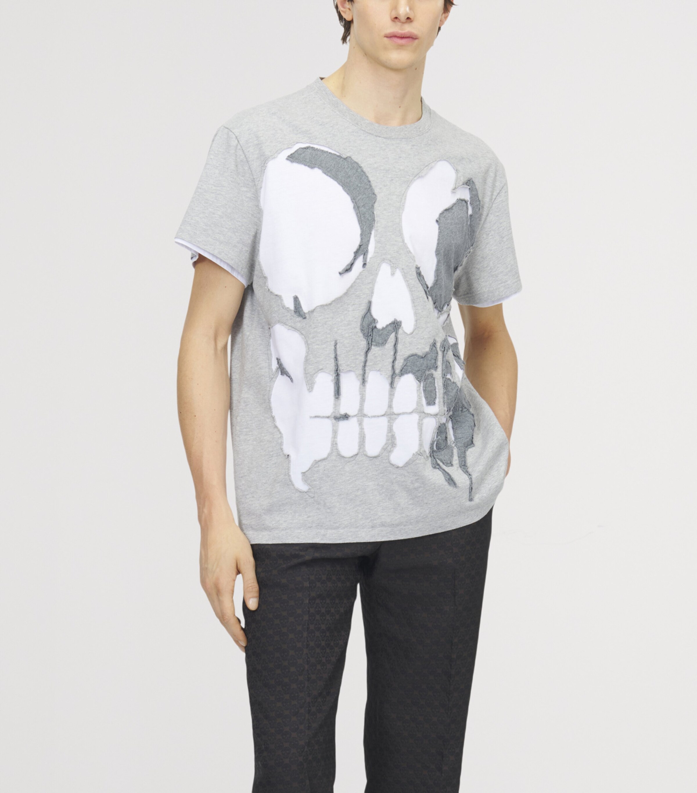 McQueen Mens Skull Distressed T-Shirt Image 5