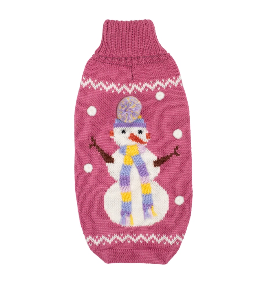 Alpaca-Blend Snowman Dog Sweater PINK Image 1