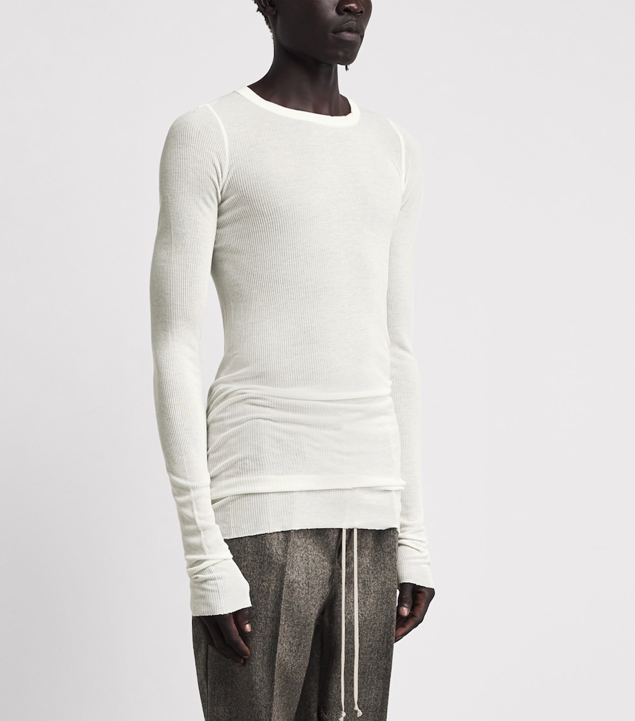 Rick Owens Mens Rib LS Long-Sleeve T-Shirt Milk Image 4