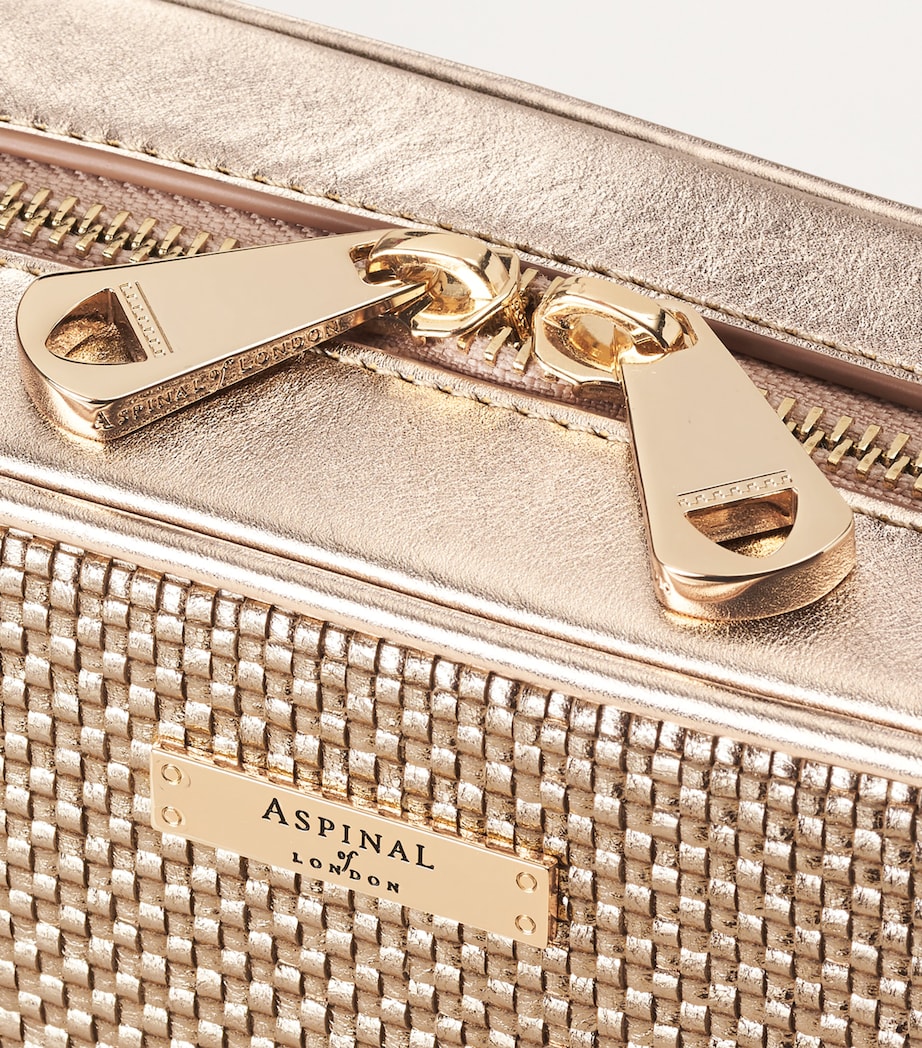 Aspinal Of London Leather Woven Camera Bag Champagne Image 7