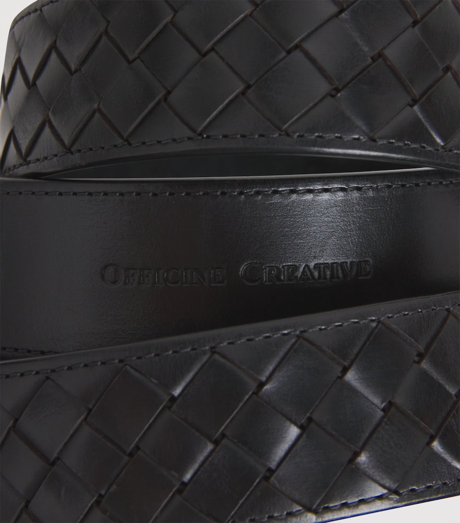 Officine Creative Leather Woven Reversible Belt Nero Image 5