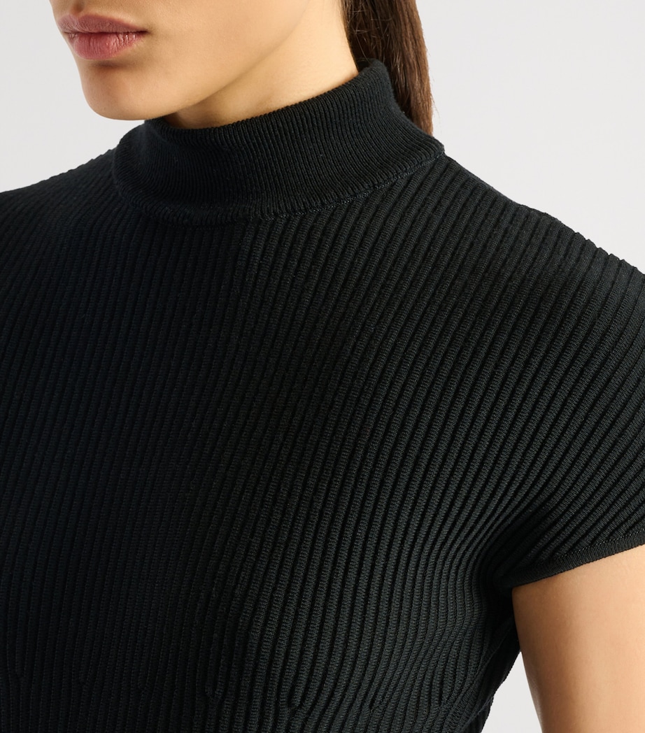 Balmain Womens Merino Wool Rib-Knit Bodysuit Noir Image 5