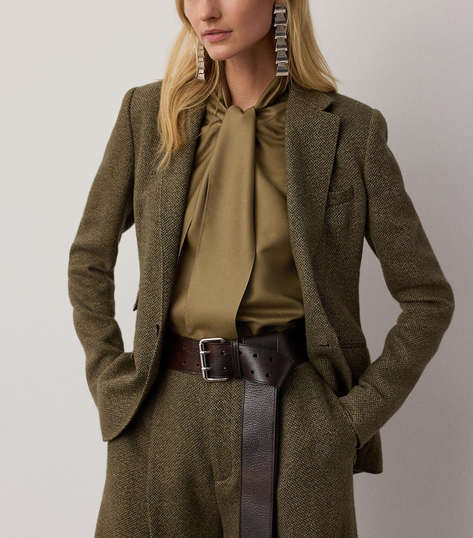Ralph Lauren Collection Womens Linen-Cashmere-Silk Twill Parker Blazer Cypress Multi Image 4