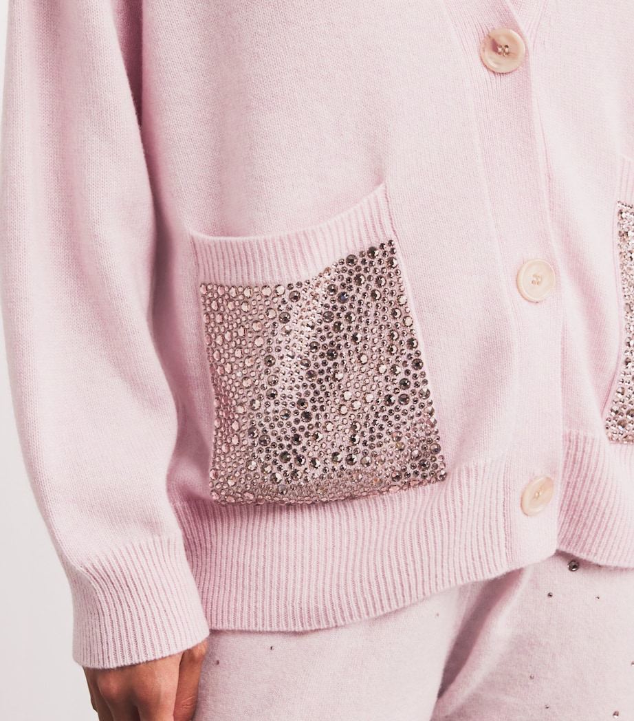 Cashmere Crystal-Embellished Cardigan PINK SORBET/VIN Image 6