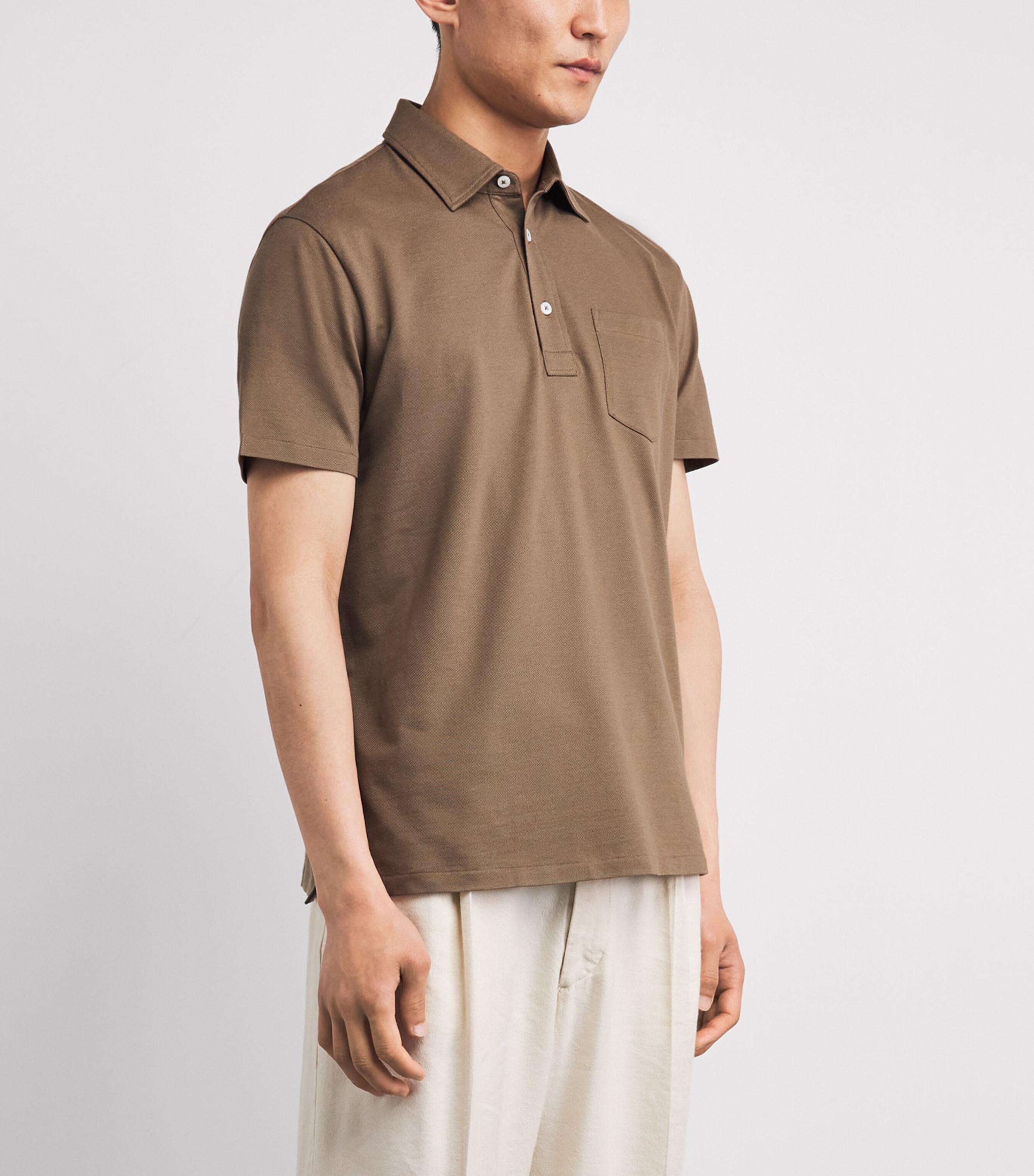 Ralph Lauren Purple Label Brown x Wimbledon Cotton-Cashmere Polo