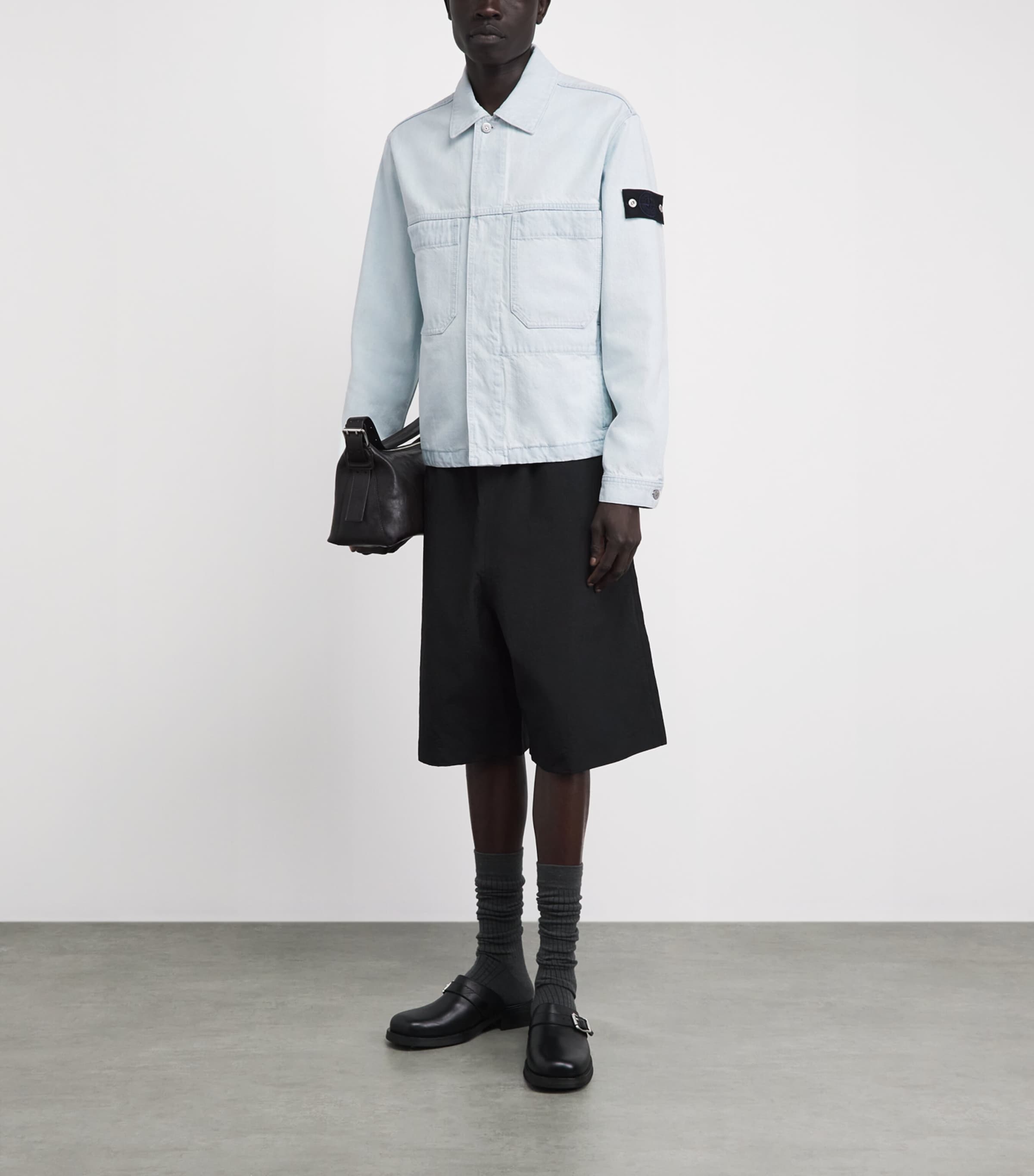 Stone Island Mens Denim Coach Jacket Image 2