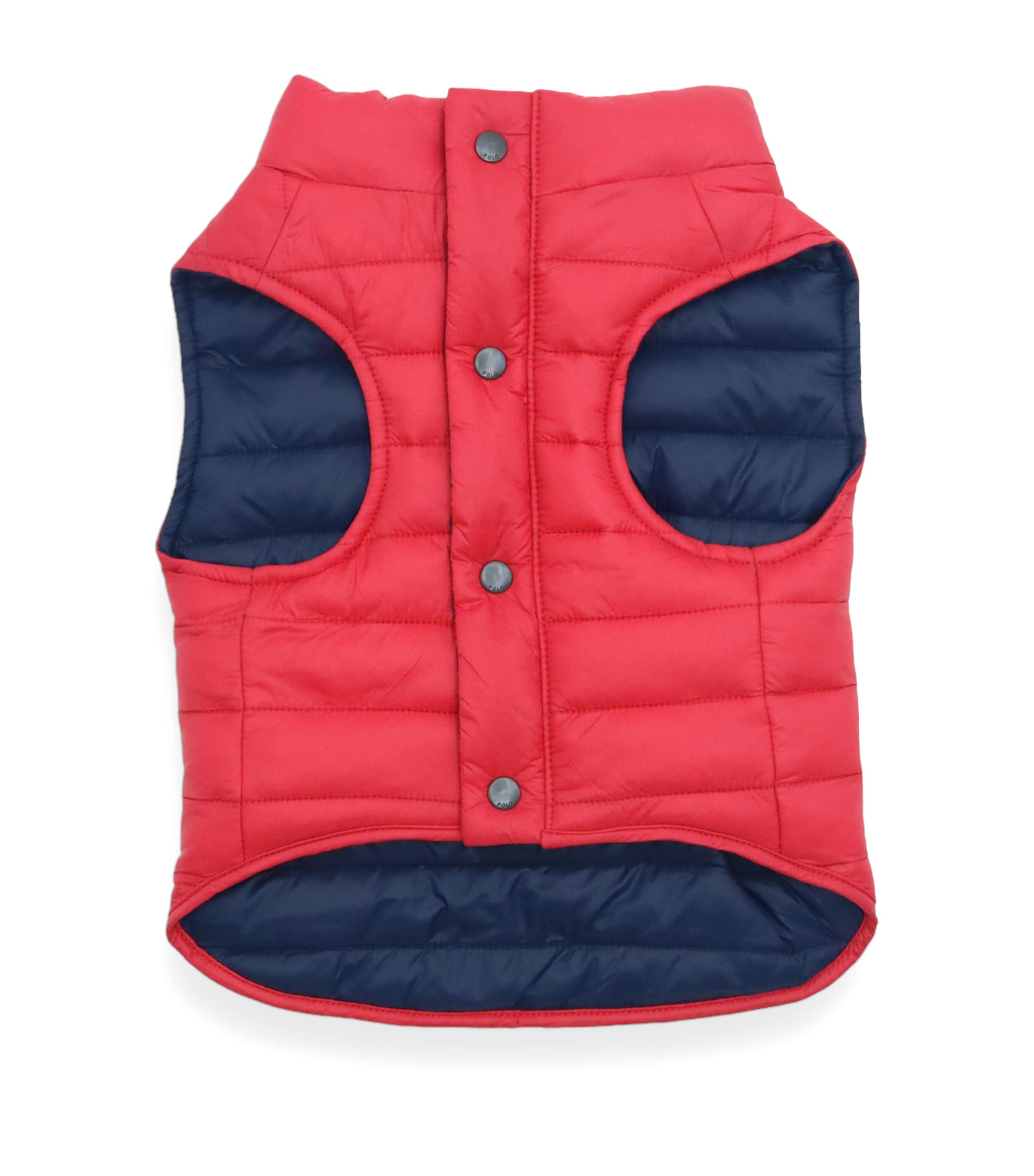 Reversible Puffer Dog Jacket (L) RED/HUNTER NAVY Image 1