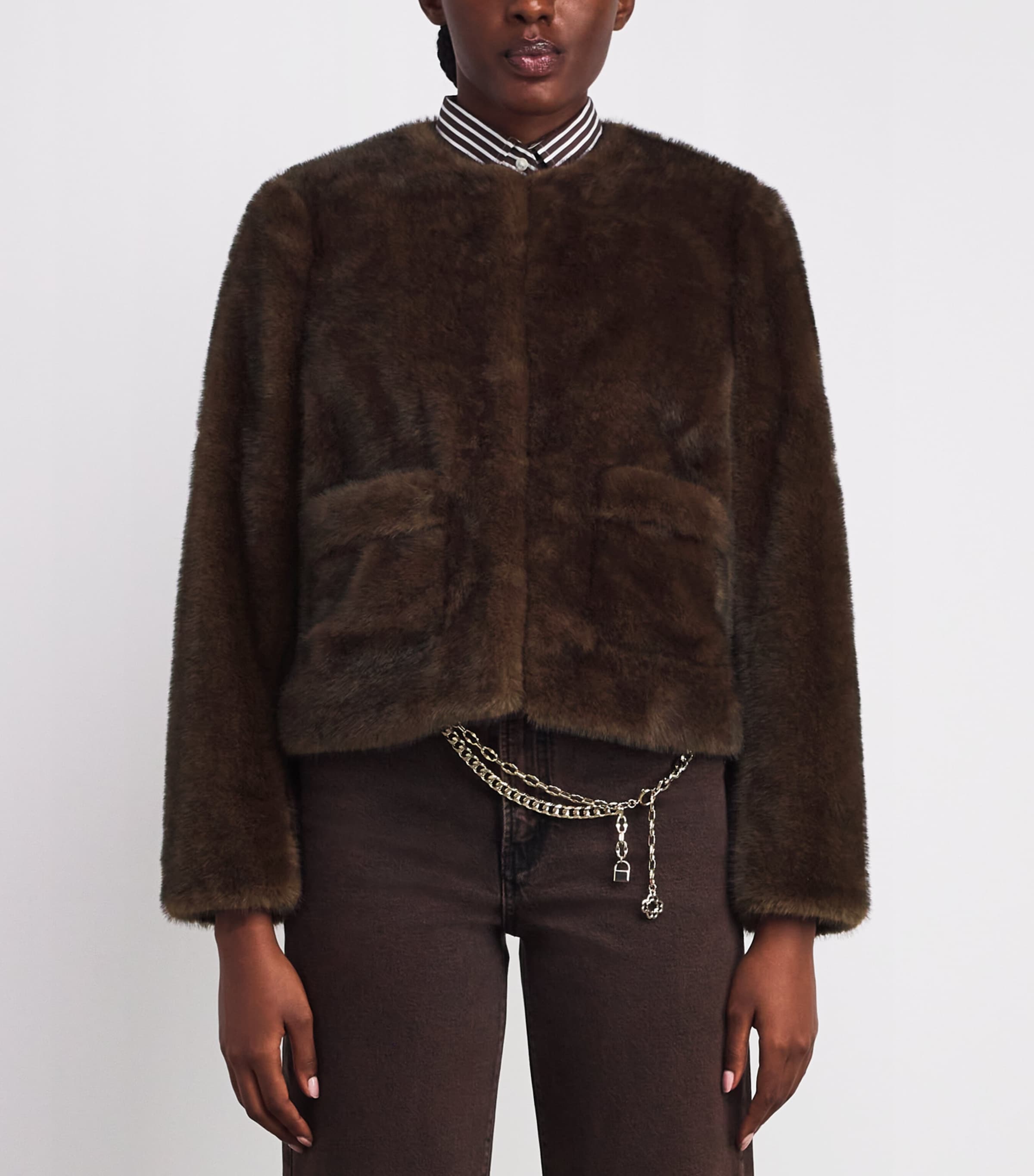 Faux Fur Coat BROWN Image 3