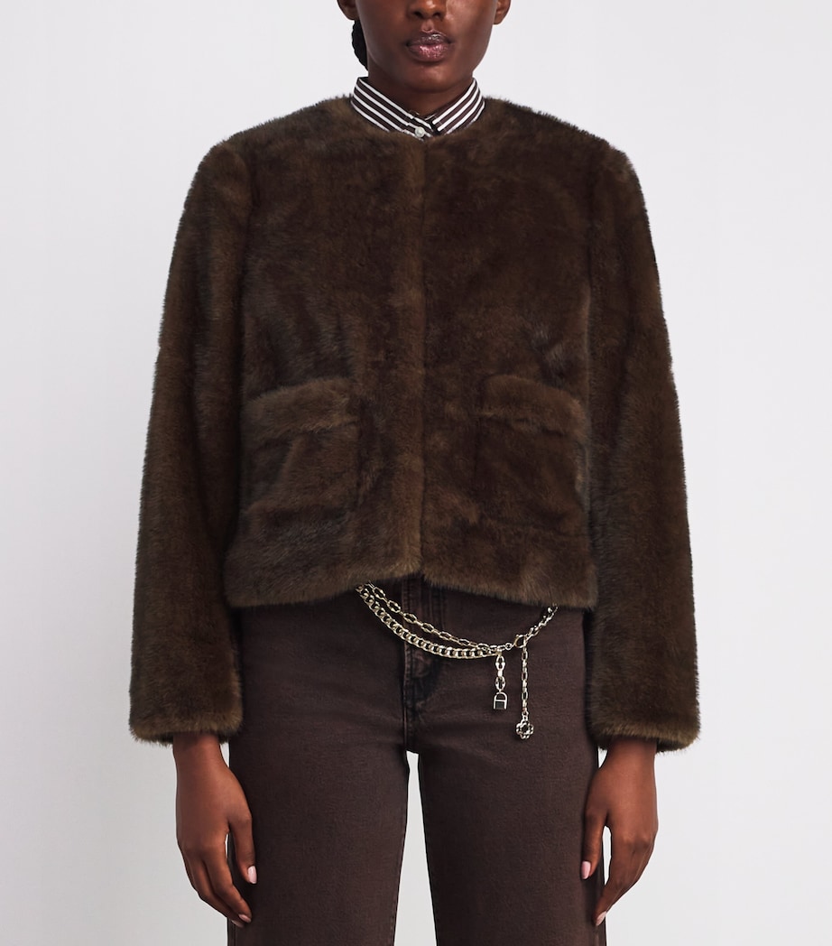 Faux Fur Coat BROWN Image 3