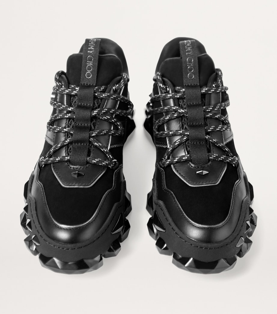 Diamond X Leather Sneakers X BLACK Image 2