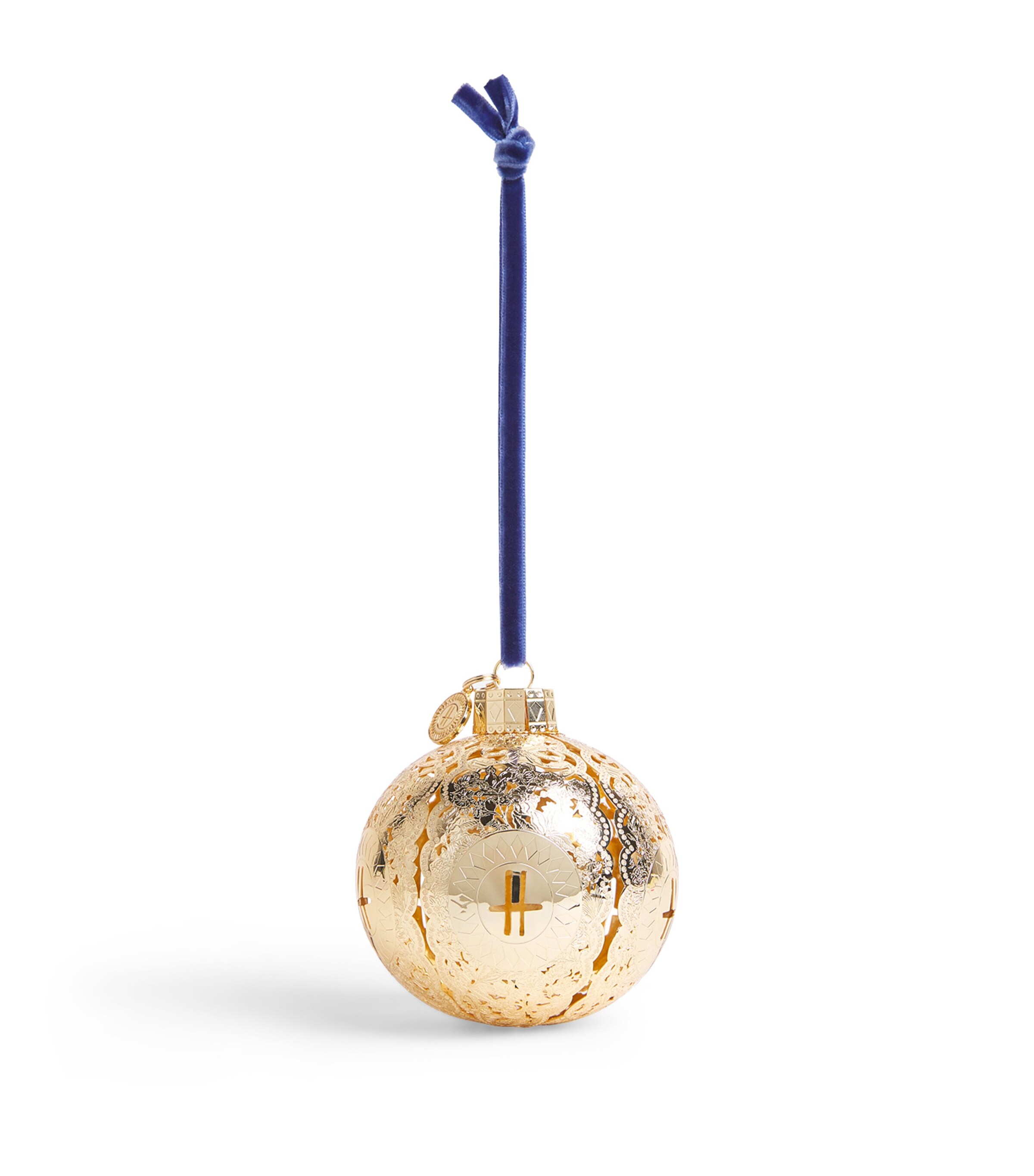 Harrods Metal Toile Bauble Gold Image 1