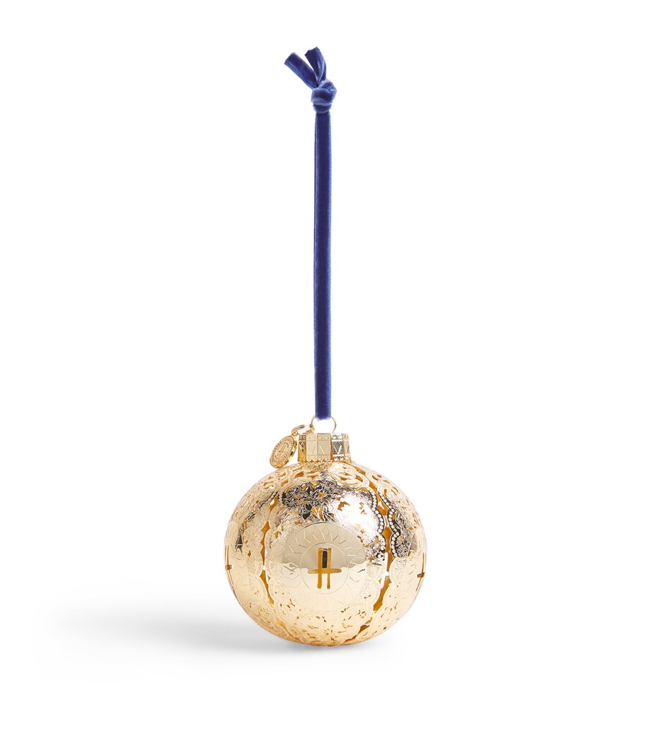 Harrods Metal Toile Bauble Gold Image 1