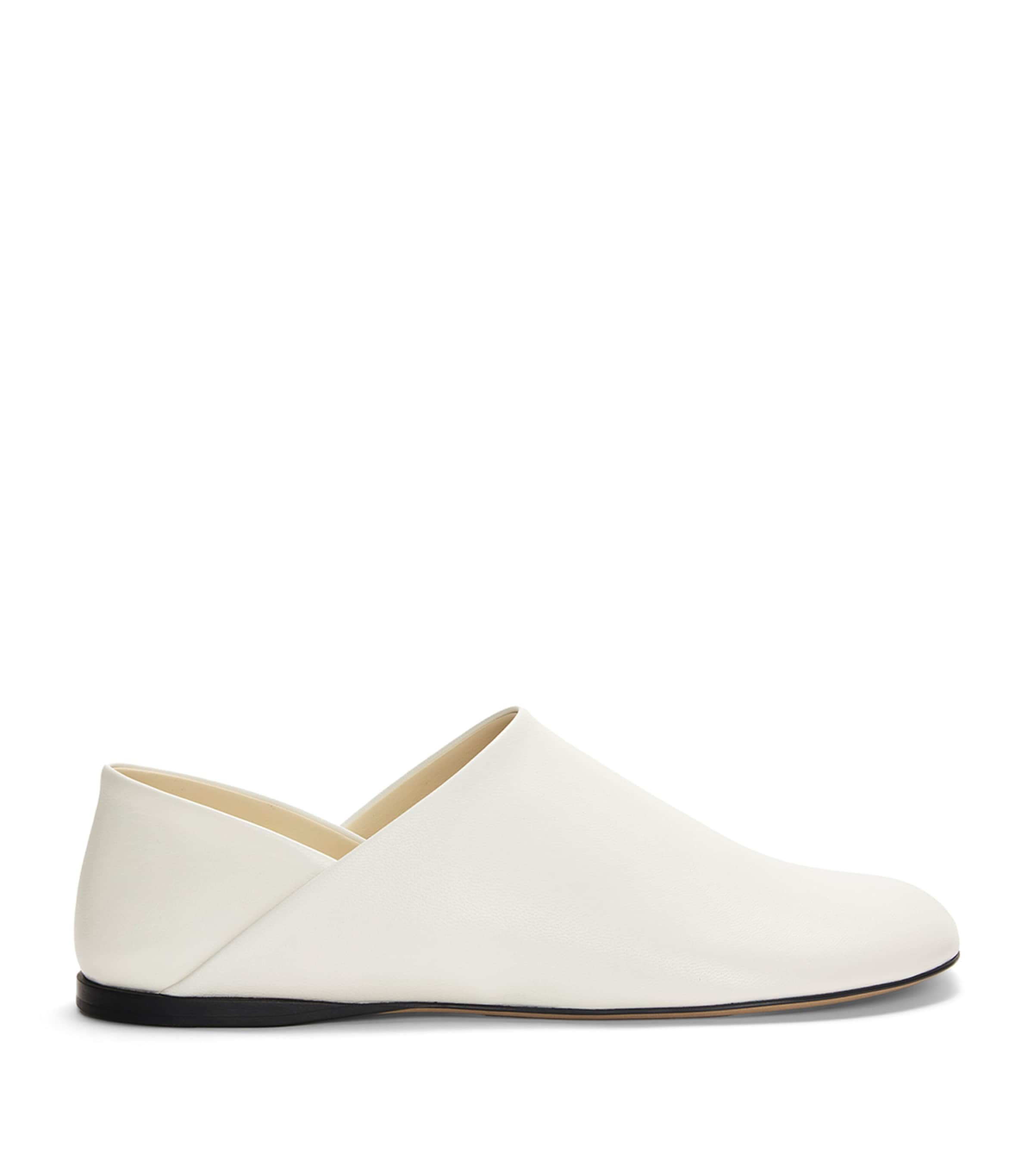 Shop Loewe Leather Toy Loafers In White