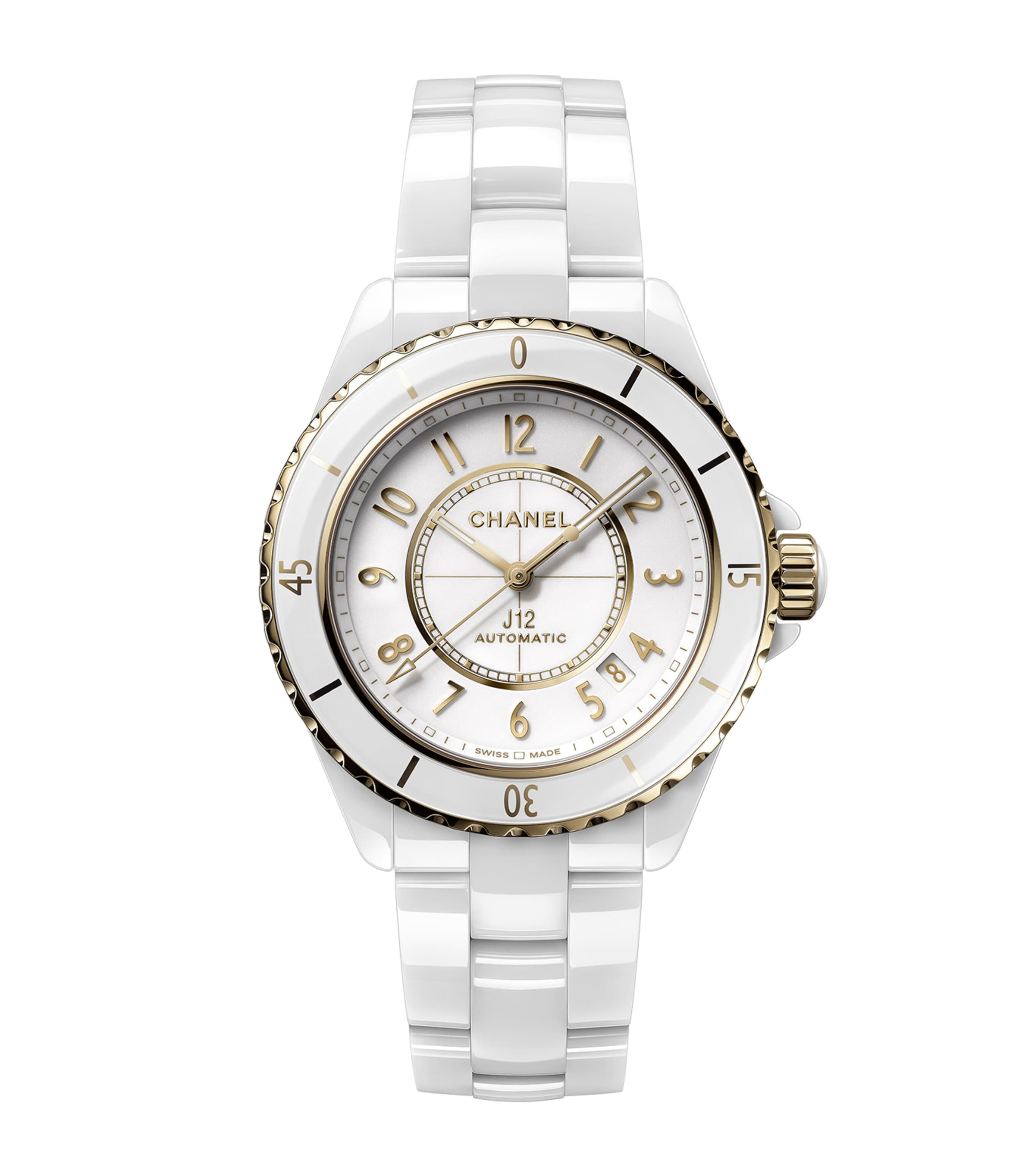 CHANEL Yellow Gold and Ceramic J12 Calibre 12.1 Watch 38mm White Image 1