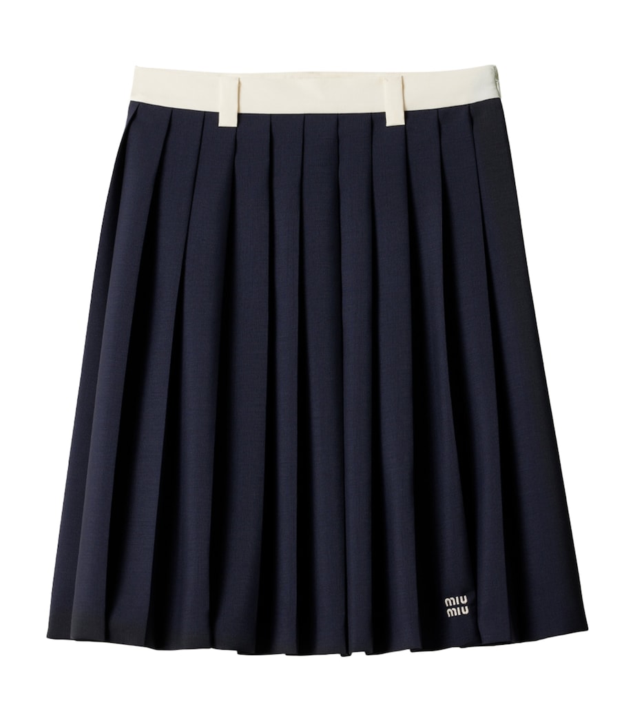 Mohair-Wool Blend Pleated Midi Skirt F0124 Image 1
