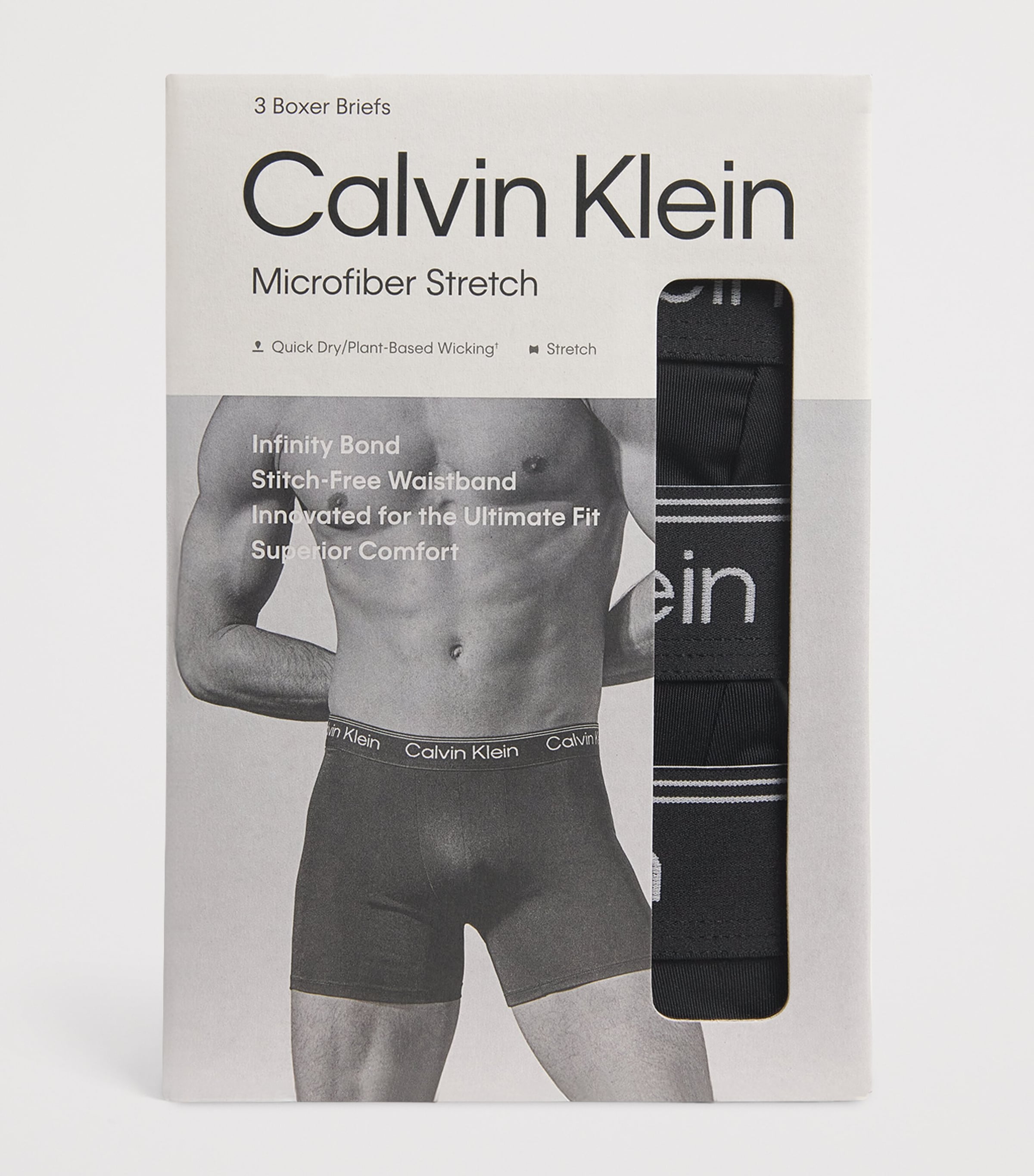 Calvin Klein Mens Microfiber-Stretch Boxer Briefs (Pack of 3) Black Image 4