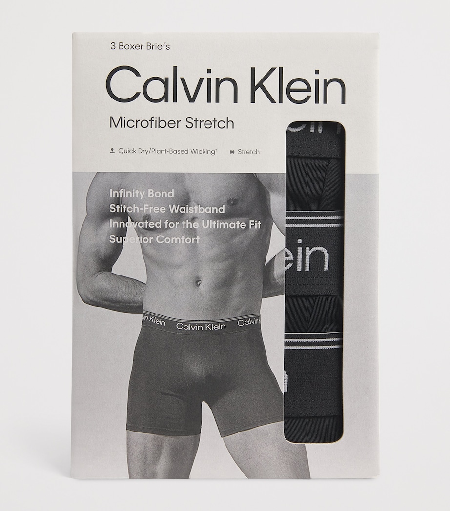 Calvin Klein Mens Microfiber-Stretch Boxer Briefs (Pack of 3) Black Image 4