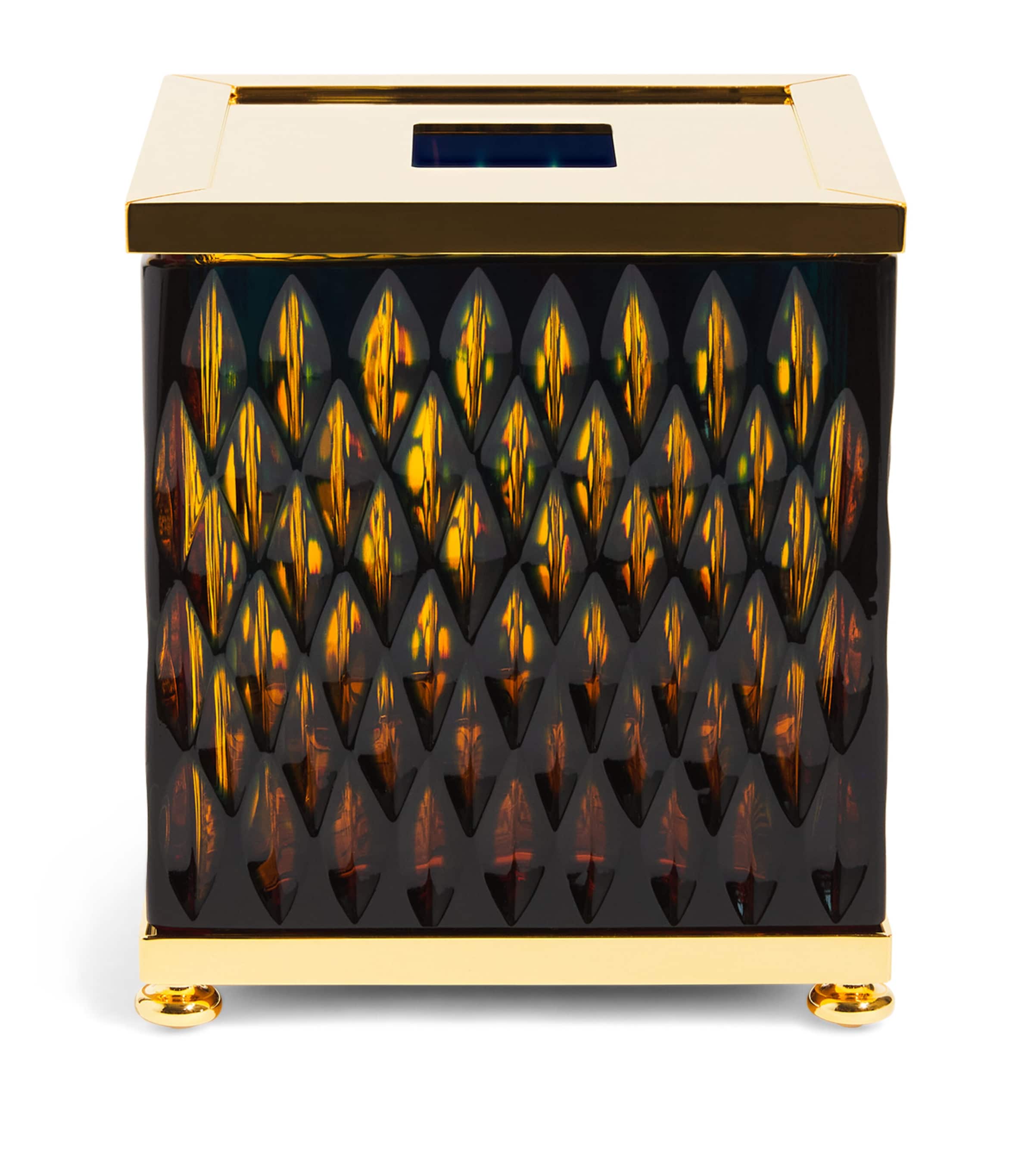 Crystal Tissue Box AMBER/BLUE, GOLD Image 1