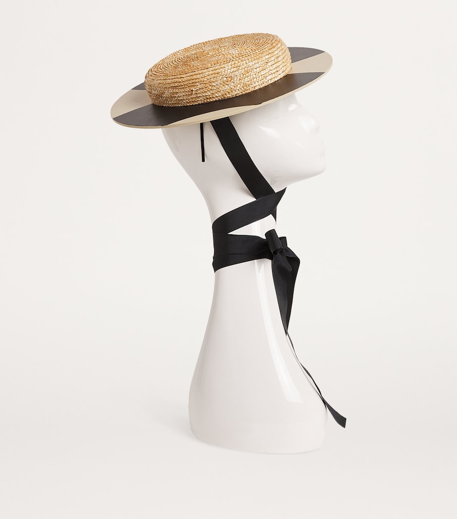 Wooden Two-Tone Hat BEIGE AND BLACK Image 2