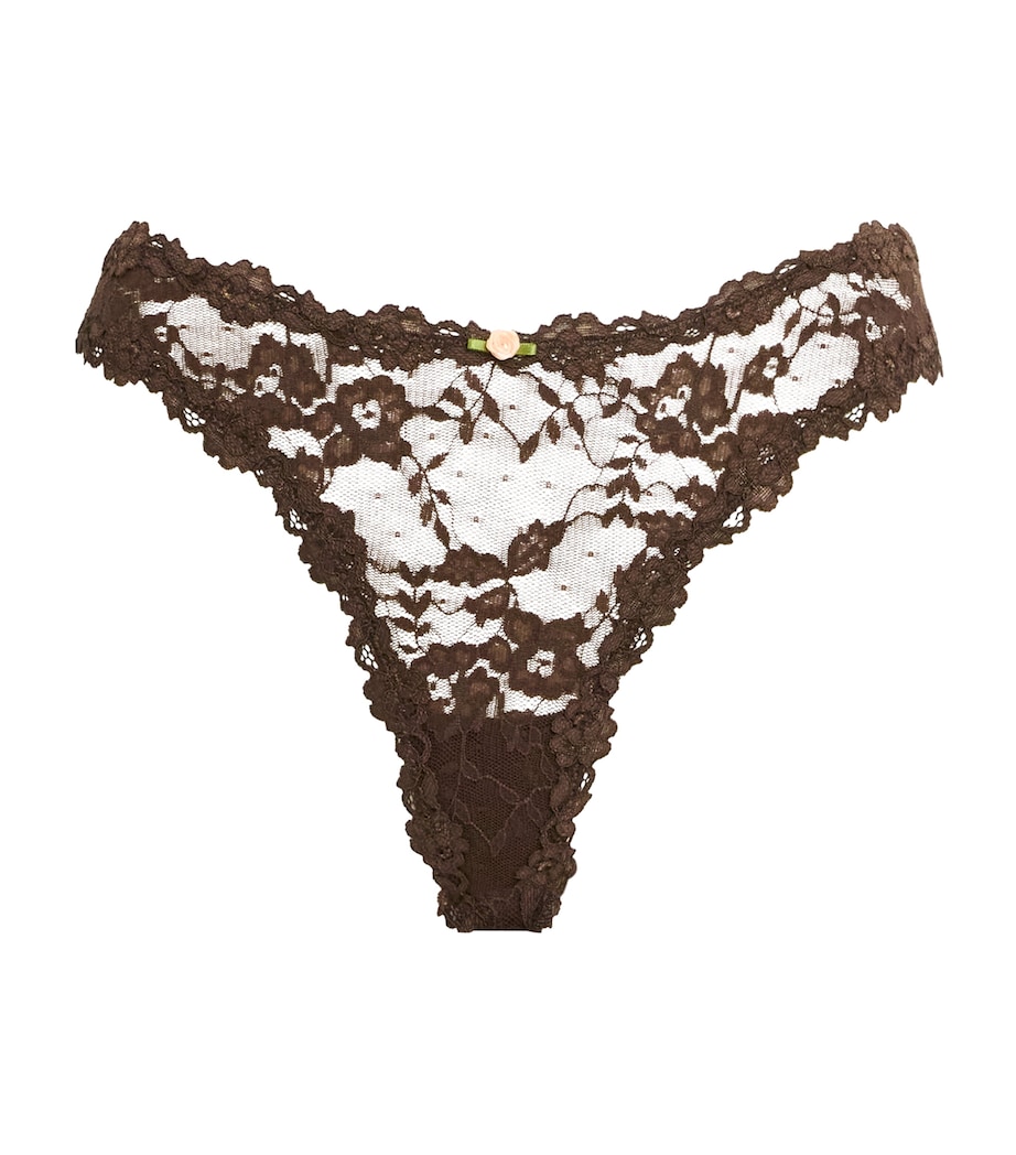 Stretch Lace Dipped Thong ESPRESSO Image 1