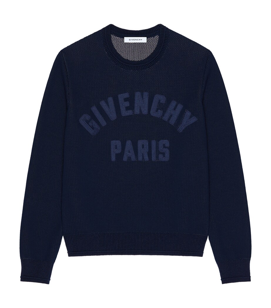 Givenchy Mens Cotton Embroidered Sweater Dark Navy Image 1