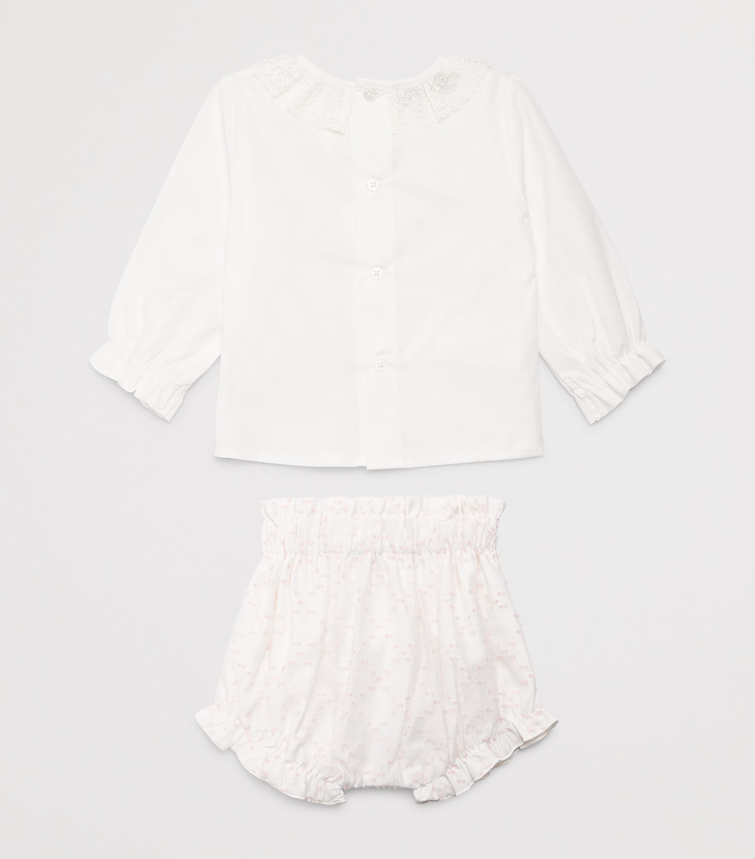 Paz Rodriguez Cotton Blouse and Shorts Set (3-24 Months) Cream Image 2