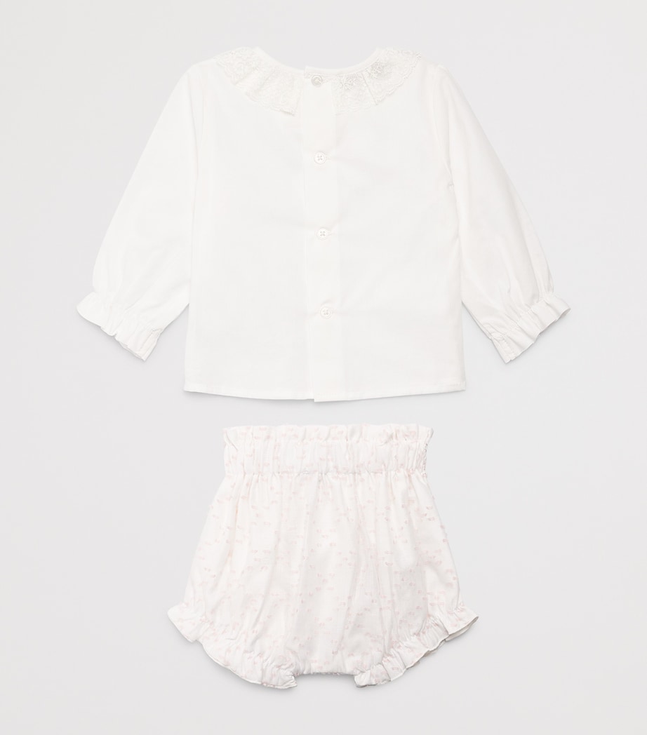 Paz Rodriguez Cotton Blouse and Shorts Set (3-24 Months) Cream Image 2