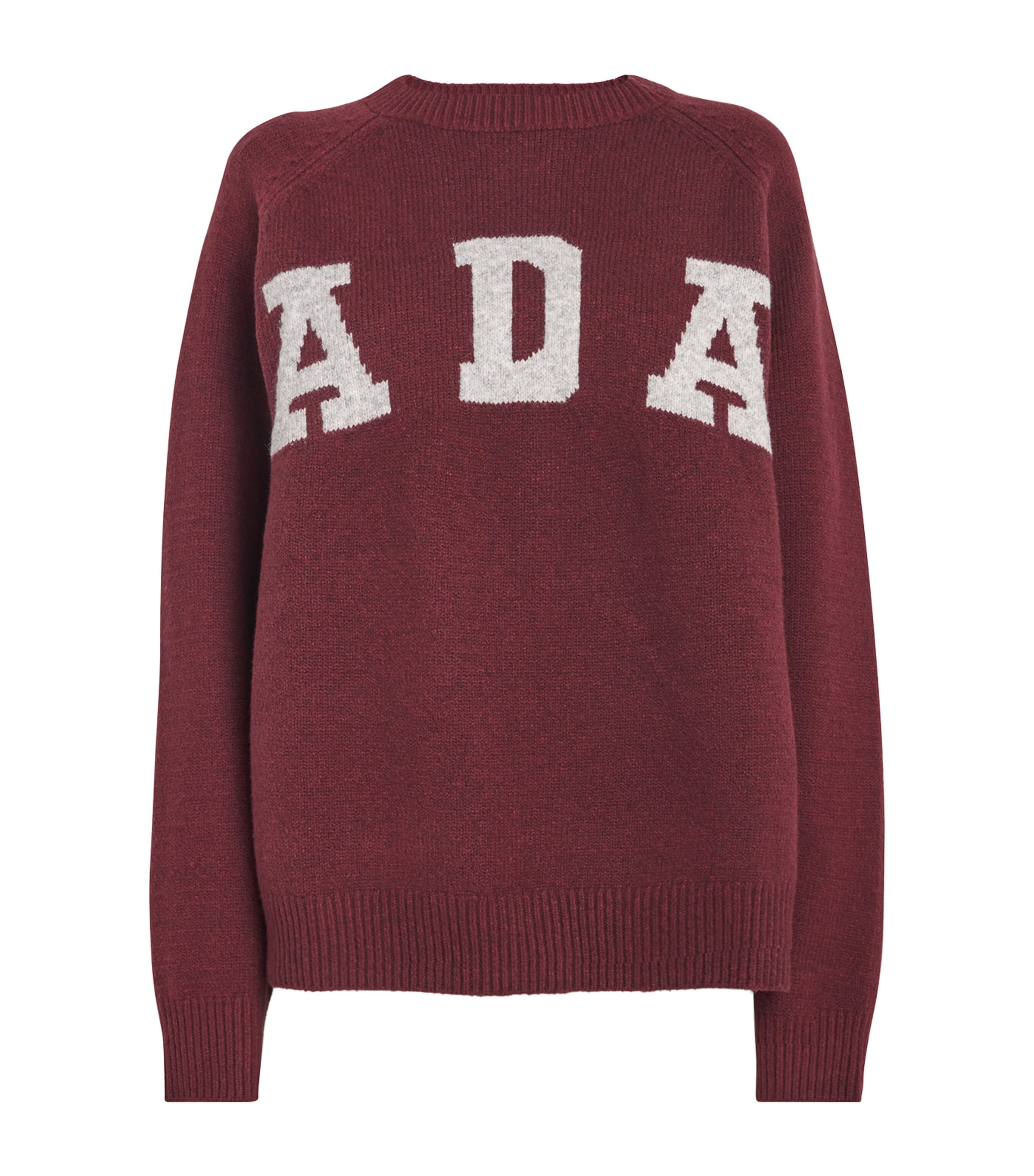 Adanola Womens Knitted Oversized ADA Sweatshirt Brgndy/gry Melang Image 1