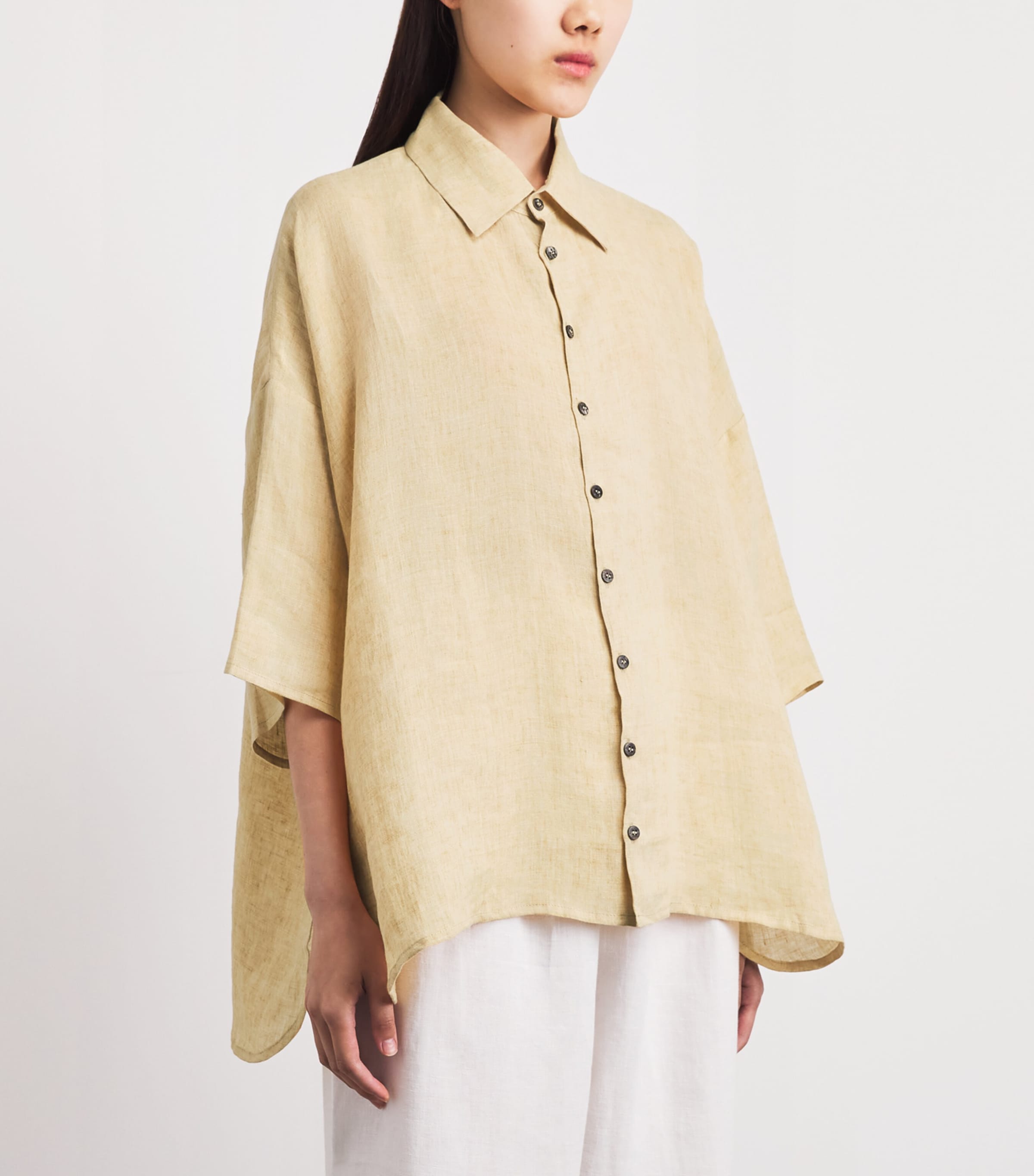 Eskandar Neutral Linen Relaxed Shirt | Harrods UK
