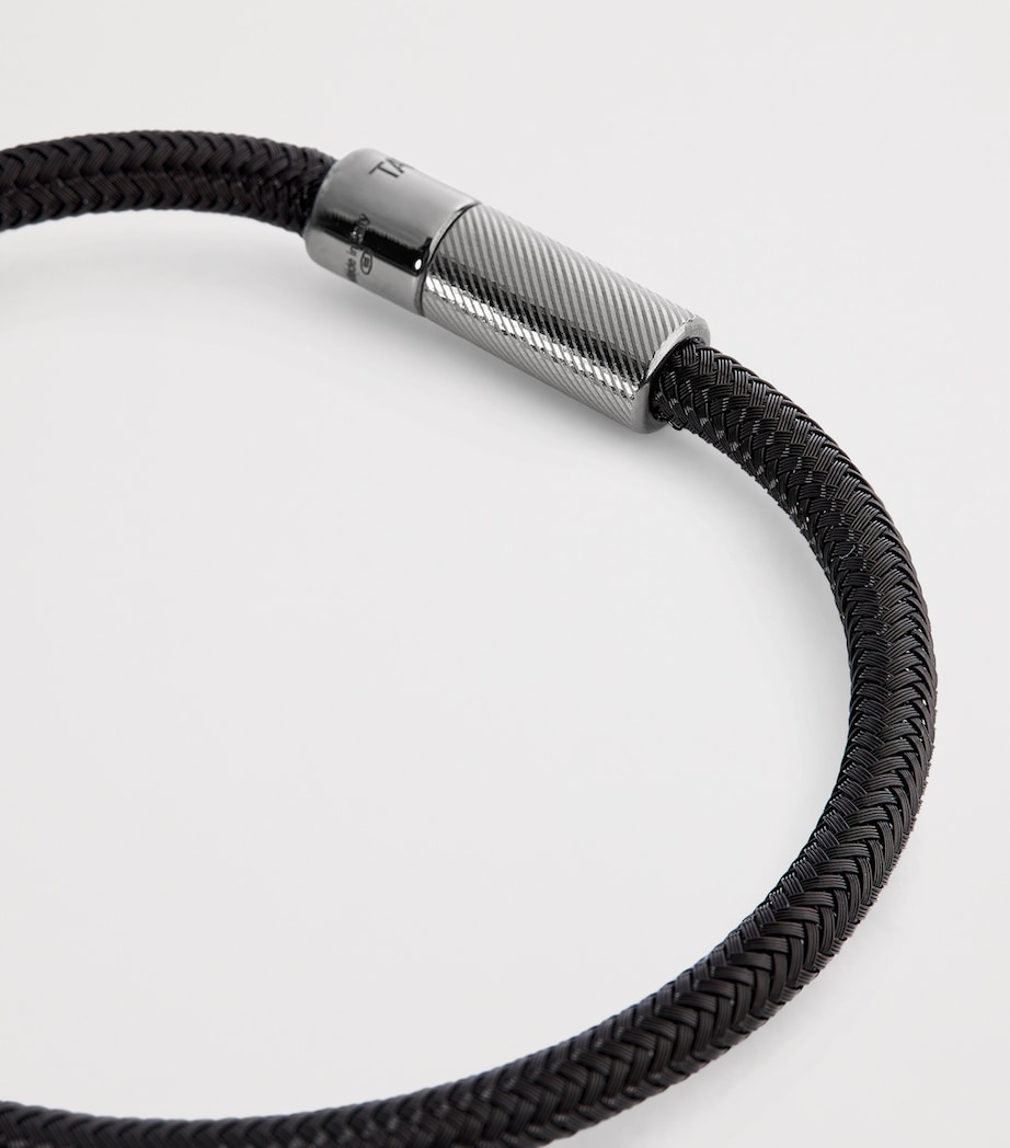 Leather Single-Wrap Braided Bracelet BLACK Image 6