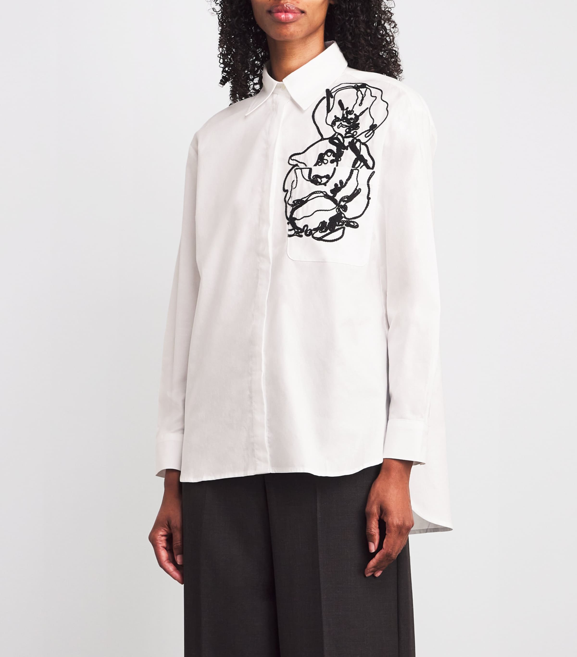 Embroidered Button-Down Shirt OPTICAL WHITE Image 3