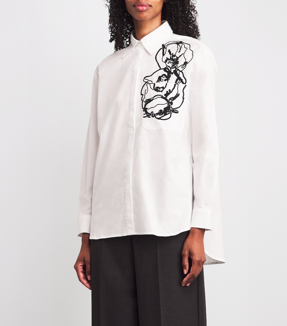 Embroidered Button-Down Shirt OPTICAL WHITE Image 3