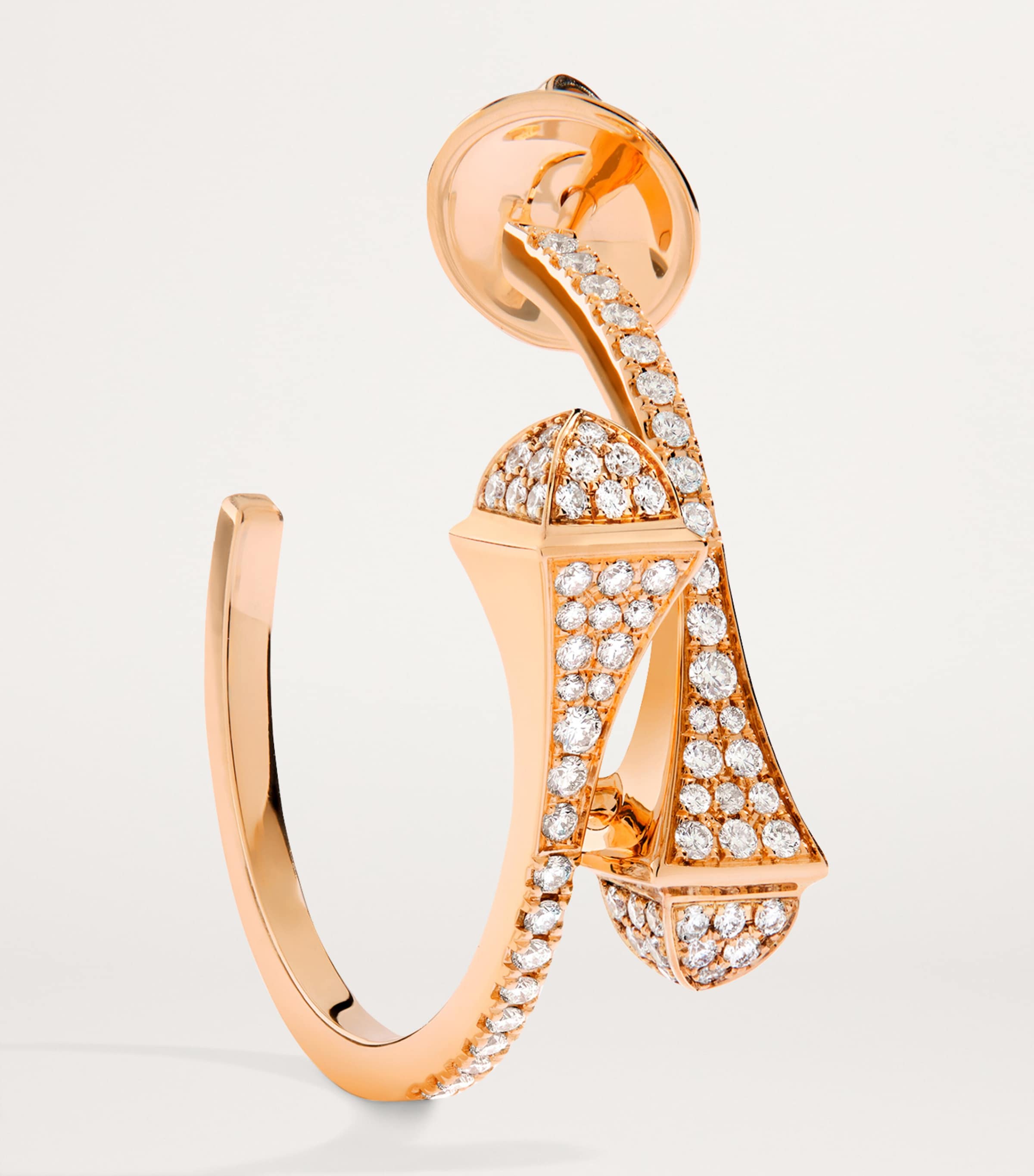 Small Rose Gold and Diamond Cleo Hoop Earrings ROSE GOLD Image 2