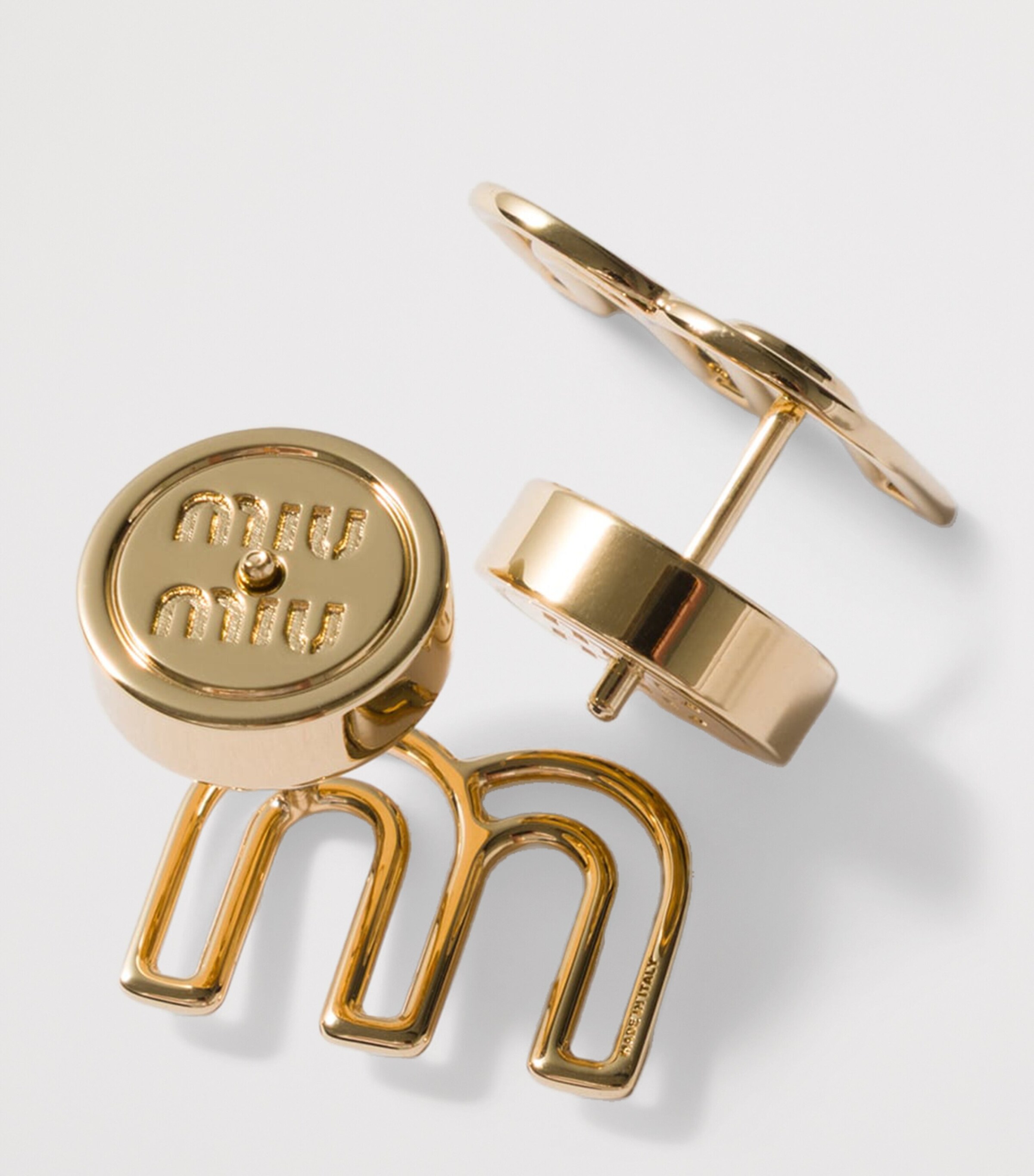 Miu Miu M Logo Stud Earrings Gold/silver Image 2