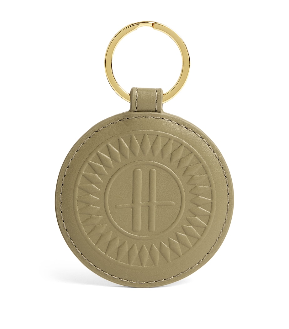 Harrods Smooth Leather Logo Keyring Olive Image 1