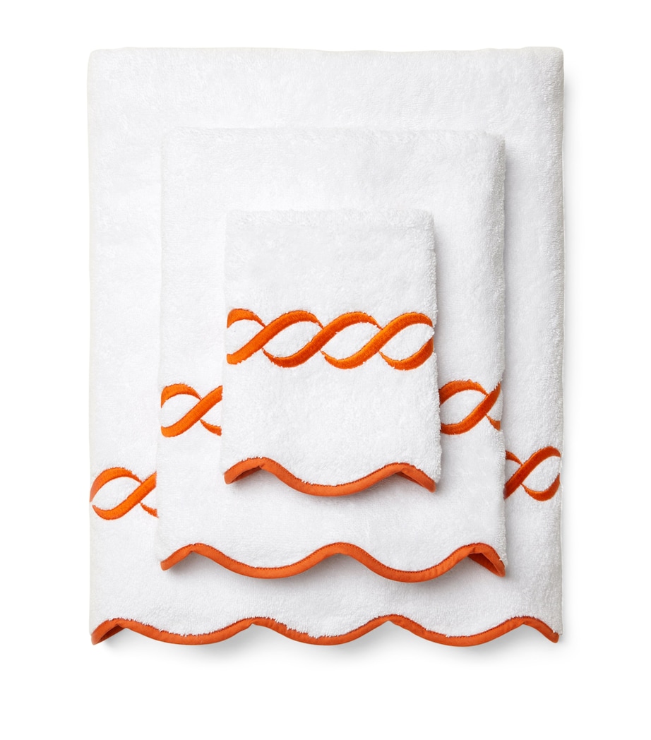Pratesi Cotton Treccia Bath Towel (75cm x 150cm) White/orange Image 2