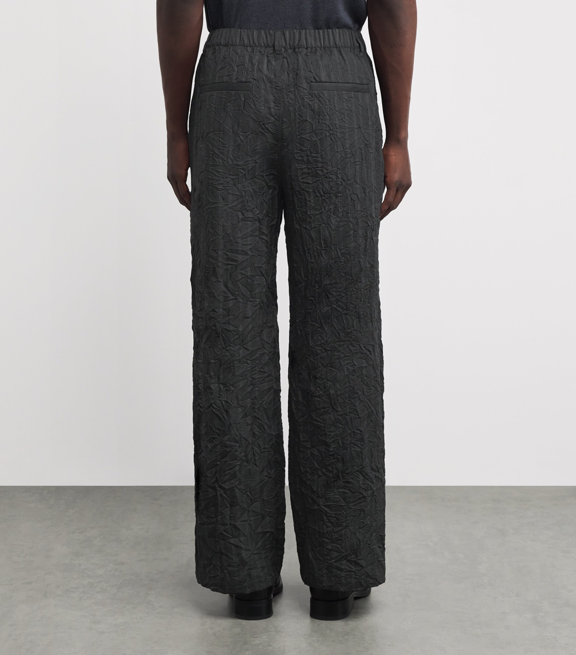 Crinkle-Effect Franco Trousers CHARCOAL STRIPE Image 4