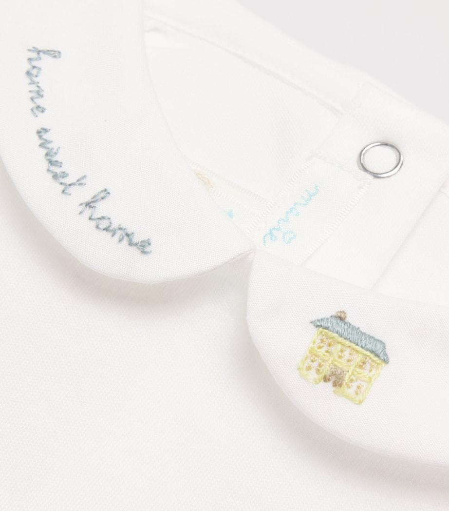 Marie-Chantal Pima Cotton Embroidered Bodysuit Blue Image 3