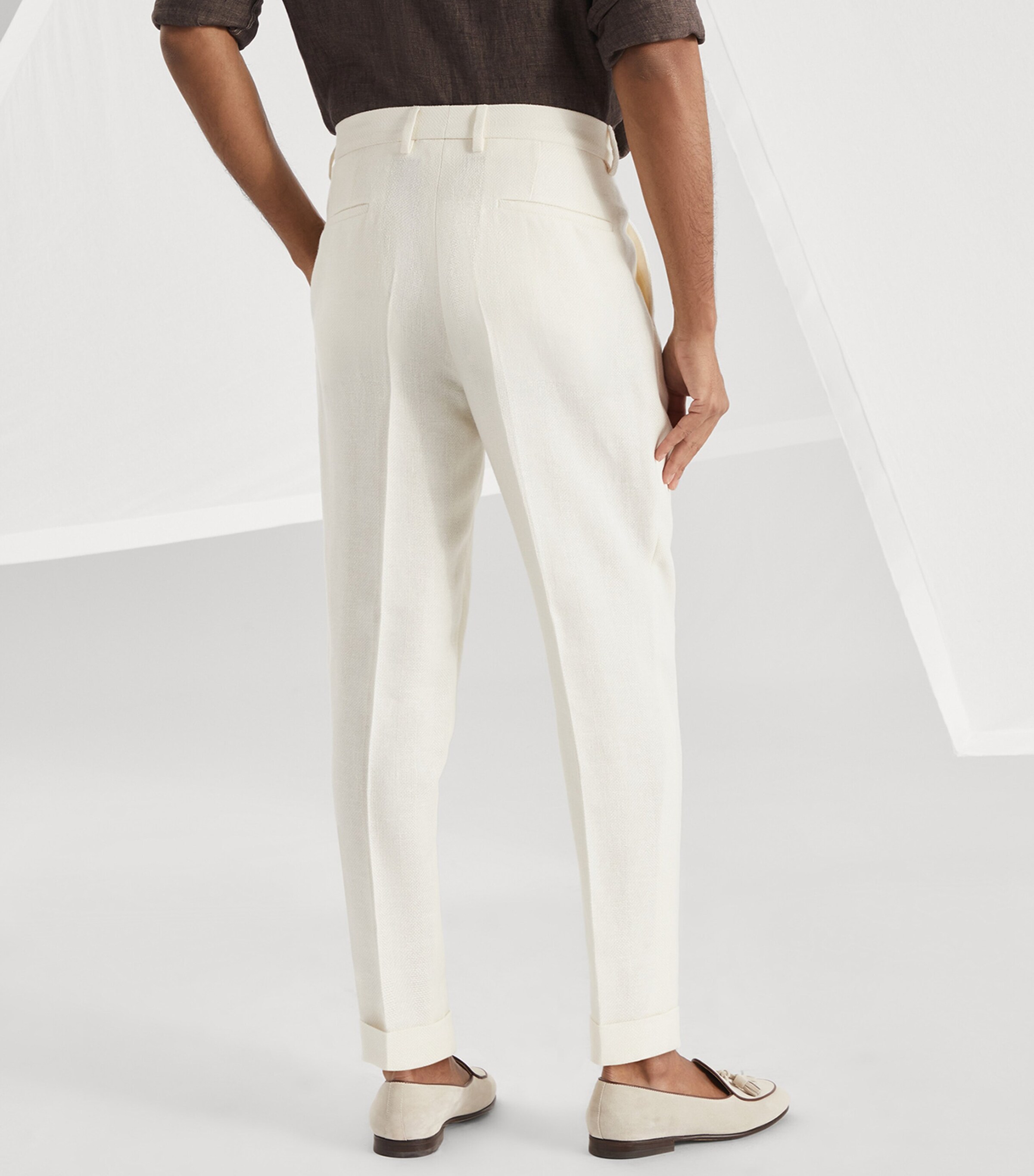 パンツ BRUNELLO CUCINELLI WOOL AND SILK TROUSERS BRUNELLO CUCINELLI wool trousers 'Italian Fit' light grey