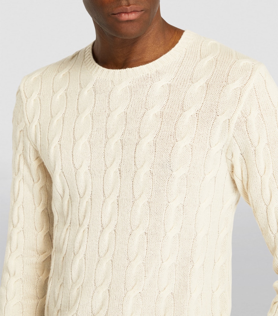 Cashmere Cable-Knit Sweater WHITE Image 7