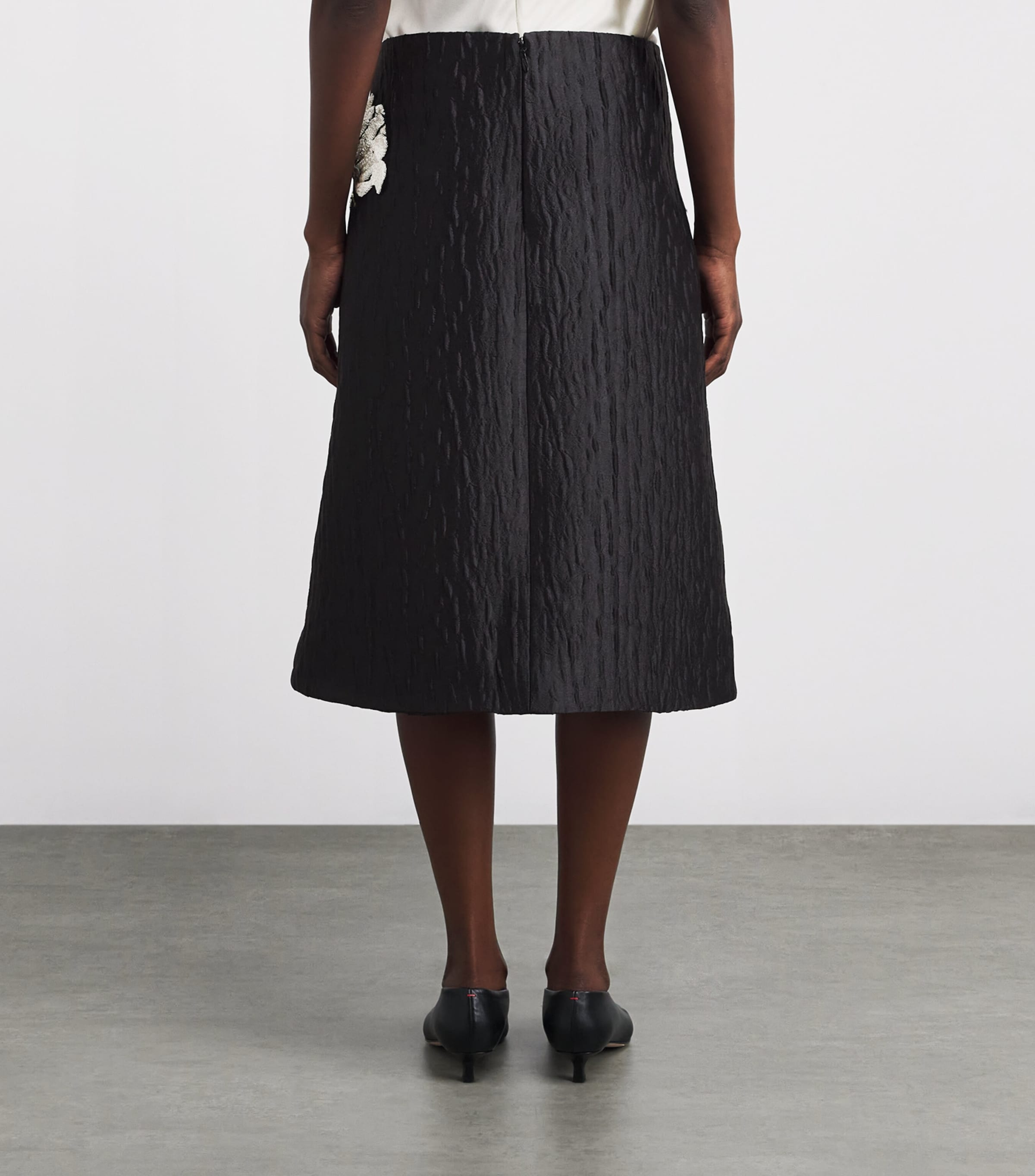 Floral Jacquard Arla Midi Skirt BLACK Image 4