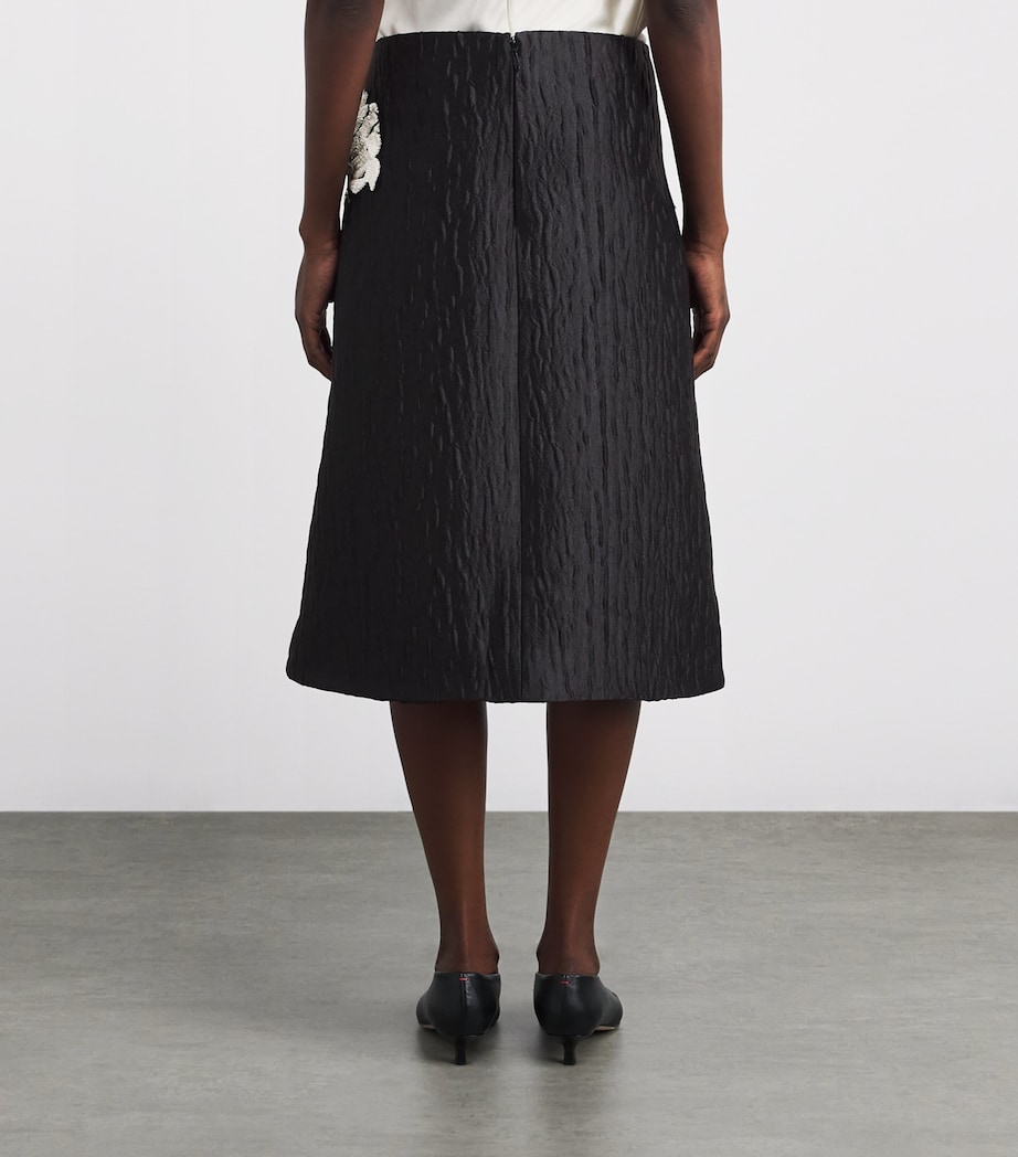 Floral Jacquard Arla Midi Skirt BLACK Image 4