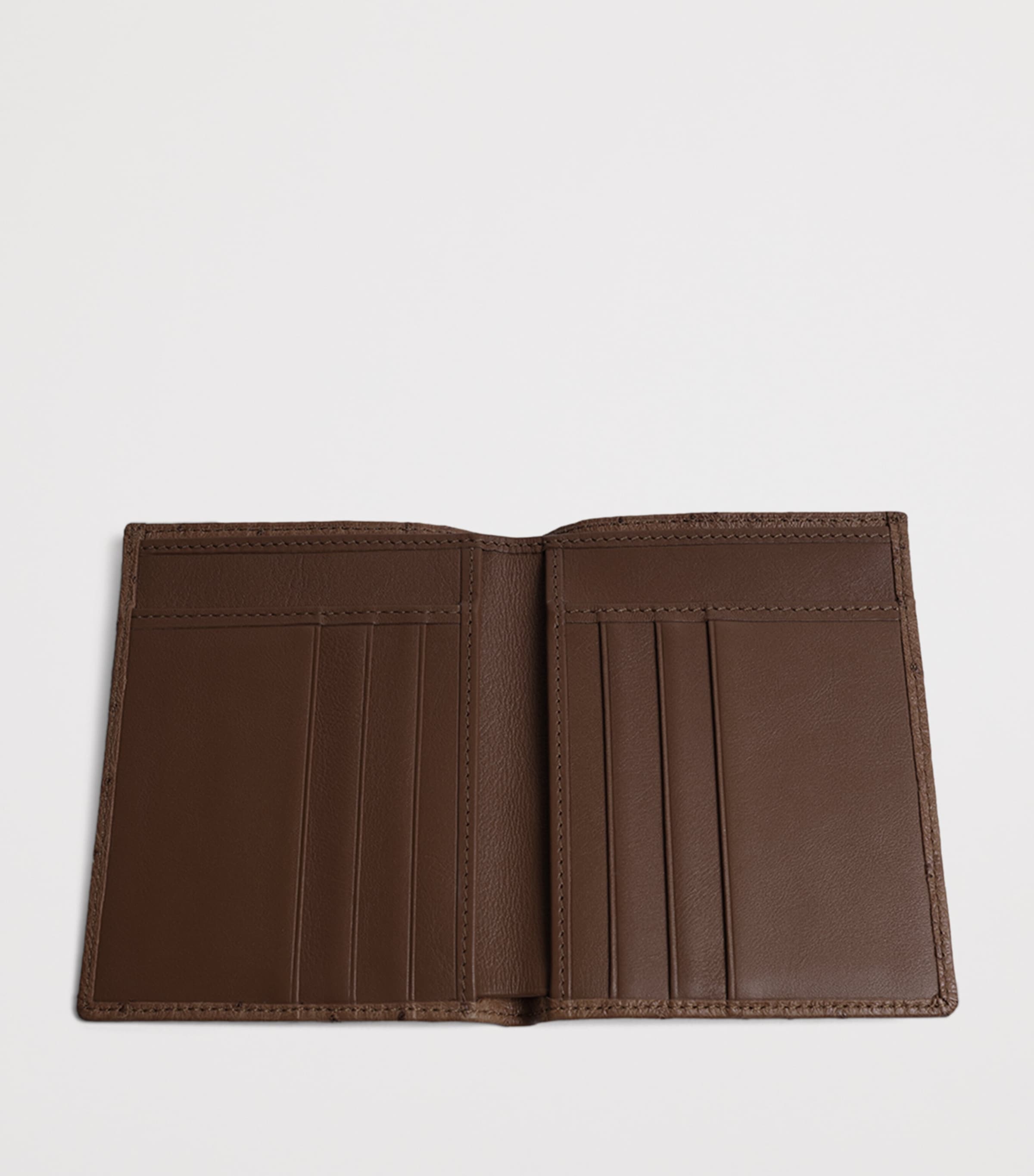 Ostrich Leather Bifold Coat Wallet BROWN Image 2