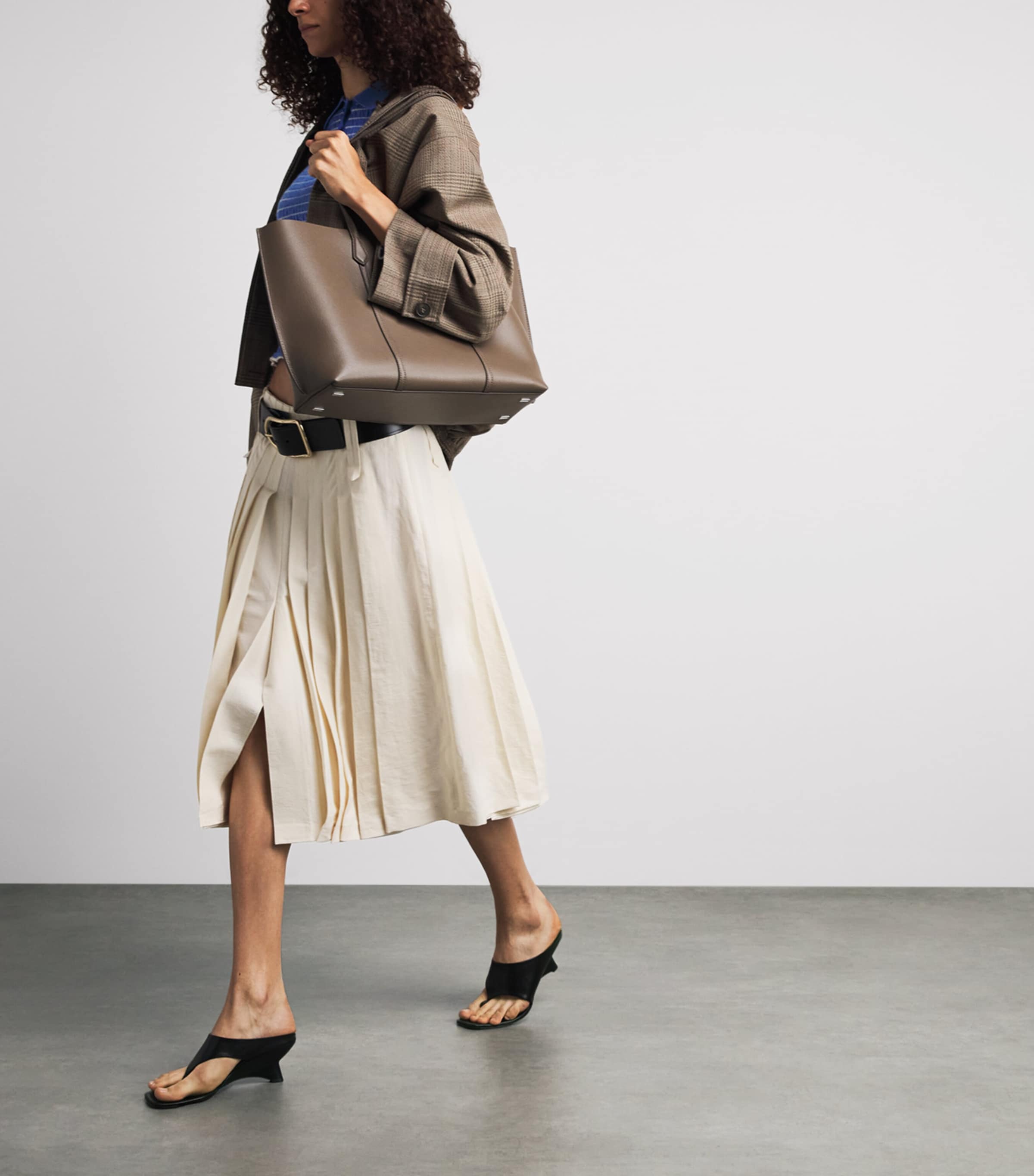 Tory Burch Leather Perry Tote Bag Wild Mushroom Image 4