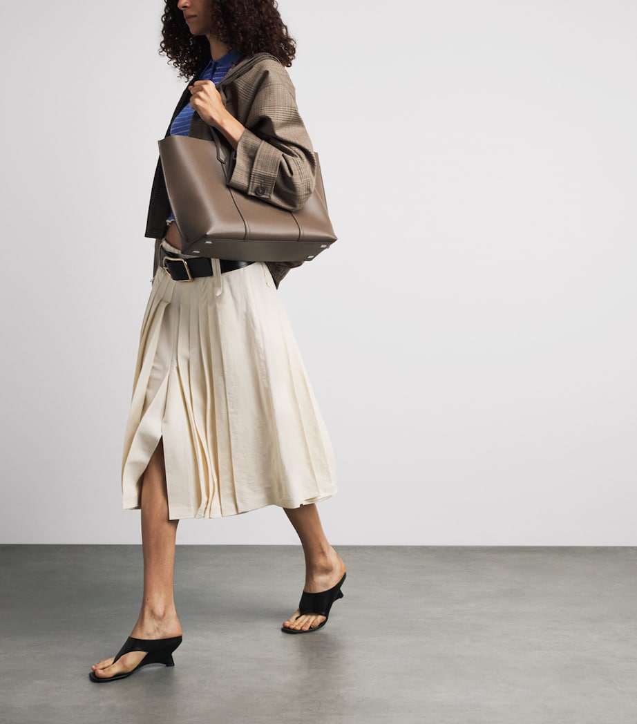 Tory Burch Leather Perry Tote Bag Wild Mushroom Image 4